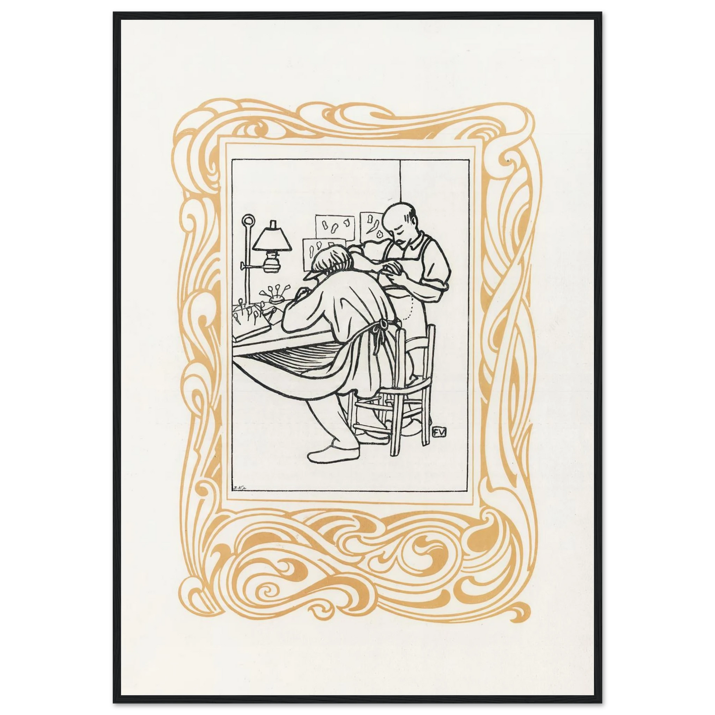 Le Bijou (1901) Art Print | Felix Vallotton - Framed Poster - 30x40 cm / 12x16″ - Black frame