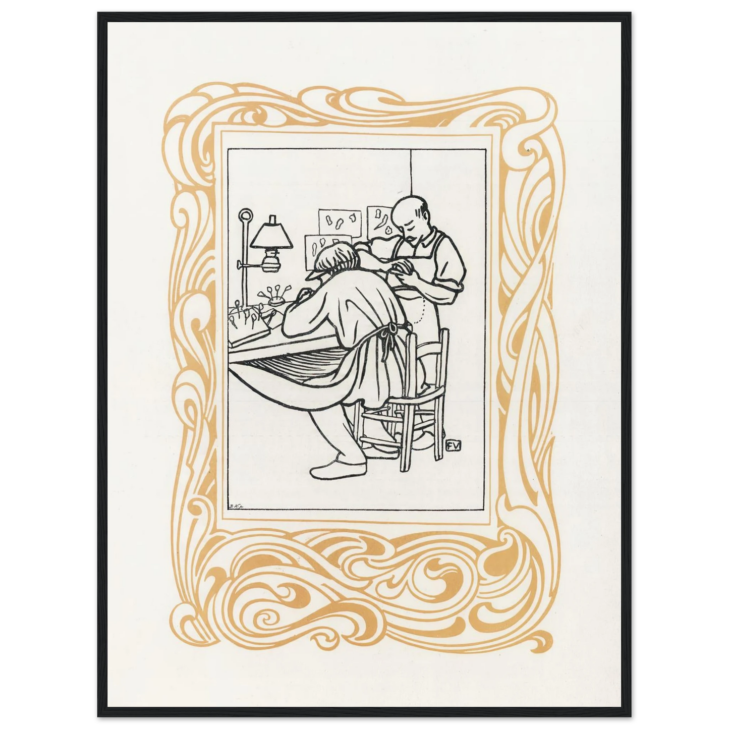 Le Bijou (1901) Art Print | Felix Vallotton - Framed Poster - 30x40 cm / 12x16″ - Black frame