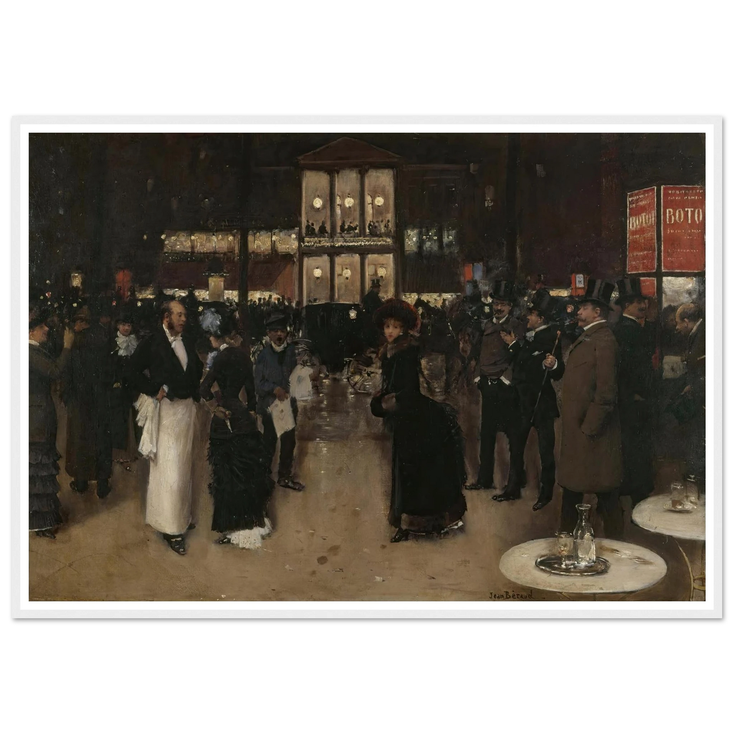 Le boulevard Montmartre, la nuit, devant le théâtre des Variétés (1885) Art Print | Jean Beraud - Framed Poster - 30x40 cm / 12x16″ - Black frame