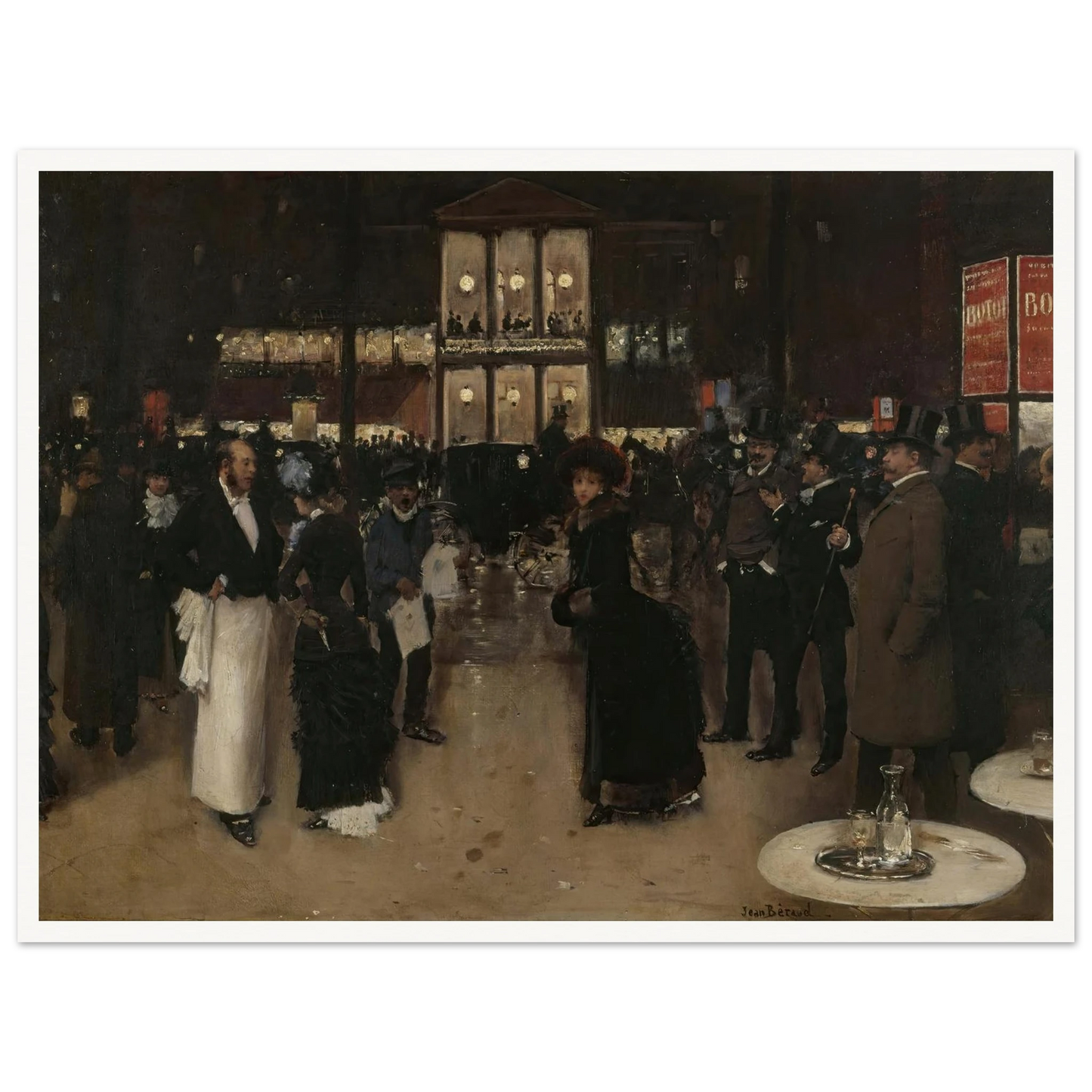 Le boulevard Montmartre, la nuit, devant le théâtre des Variétés (1885) Art Print | Jean Beraud - Framed Poster - 30x40 cm / 12x16″ - Black frame