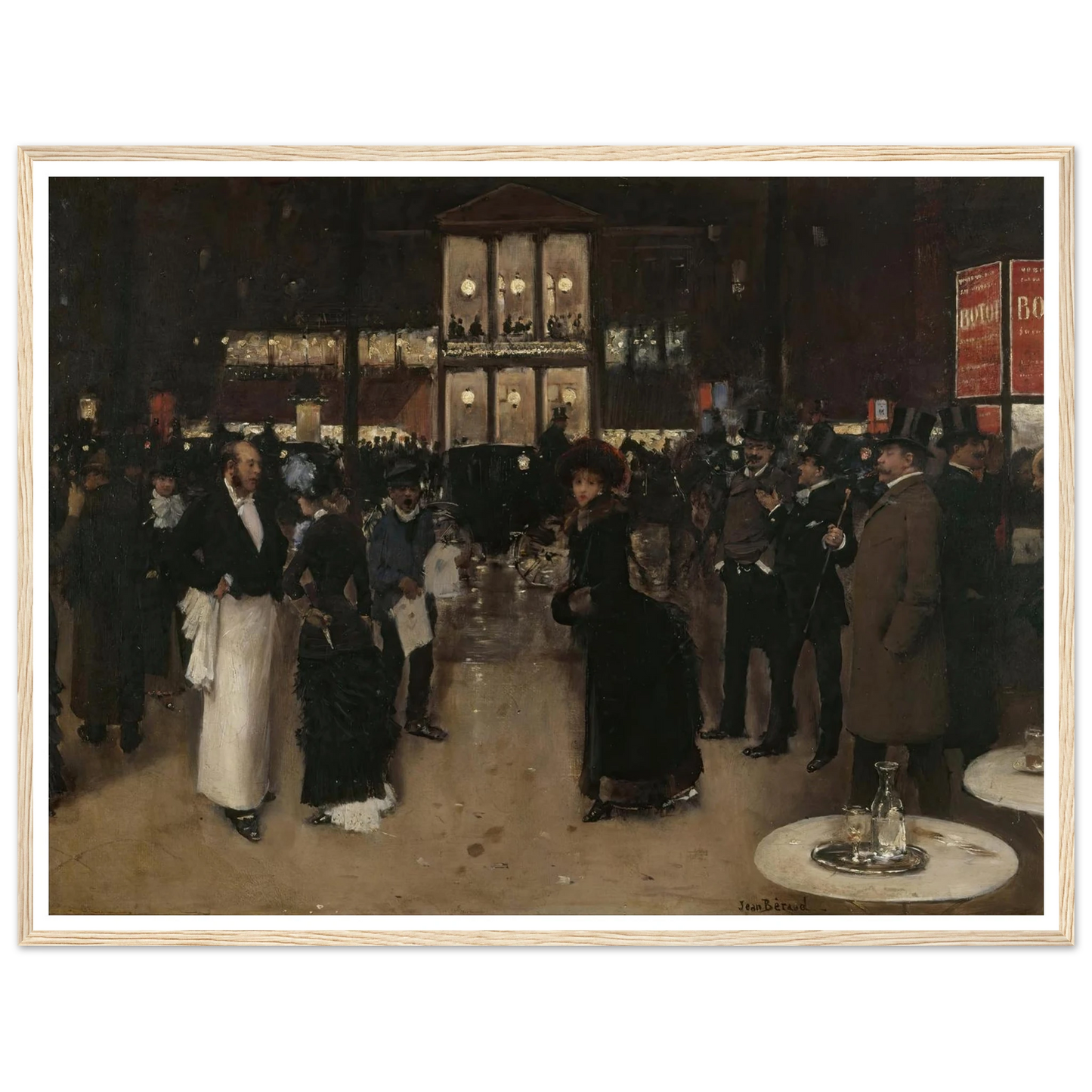 Le boulevard Montmartre, la nuit, devant le théâtre des Variétés (1885) Art Print | Jean Beraud - Framed Poster - 30x40 cm / 12x16″ - Black frame