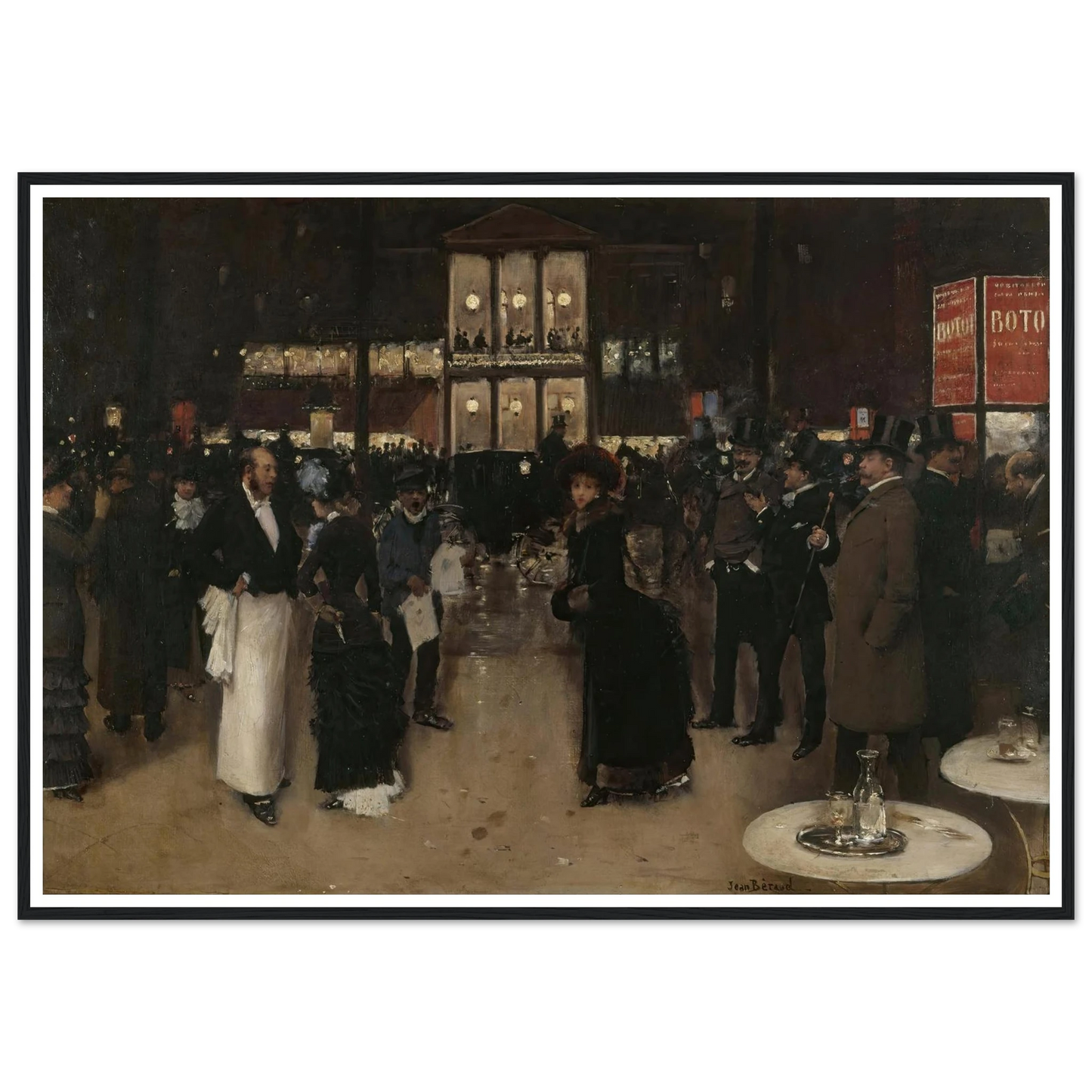 Le boulevard Montmartre, la nuit, devant le théâtre des Variétés (1885) Art Print | Jean Beraud - Framed Poster - 30x40 cm / 12x16″ - Black frame