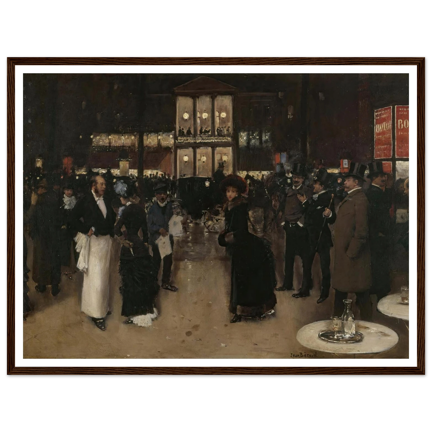 Le boulevard Montmartre, la nuit, devant le théâtre des Variétés (1885) Art Print | Jean Beraud - Framed Poster - 30x40 cm / 12x16″ - Black frame