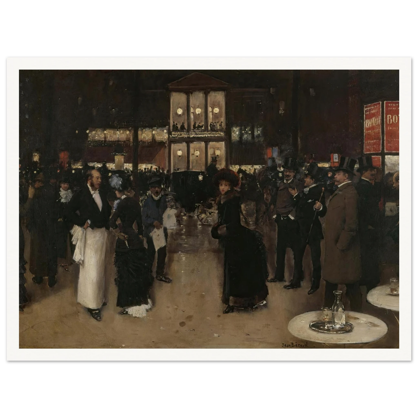 Le boulevard Montmartre, la nuit, devant le théâtre des Variétés (1885) Art Print | Jean Beraud - Framed Poster - 30x40 cm / 12x16″ - Black frame