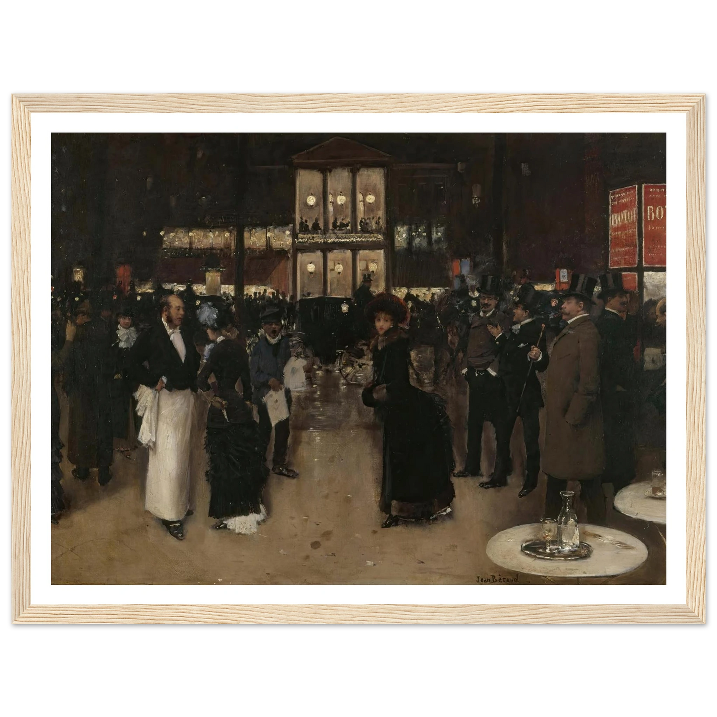 Le boulevard Montmartre, la nuit, devant le théâtre des Variétés (1885) Art Print | Jean Beraud - Framed Poster - 30x40 cm / 12x16″ - Black frame