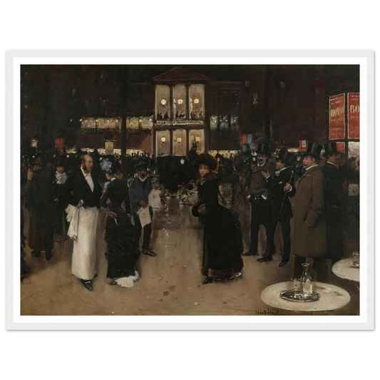 Le boulevard Montmartre, la nuit, devant le théâtre des Variétés (1885) Art Print | Jean Beraud - Framed Poster - 30x40 cm / 12x16″ - Black frame