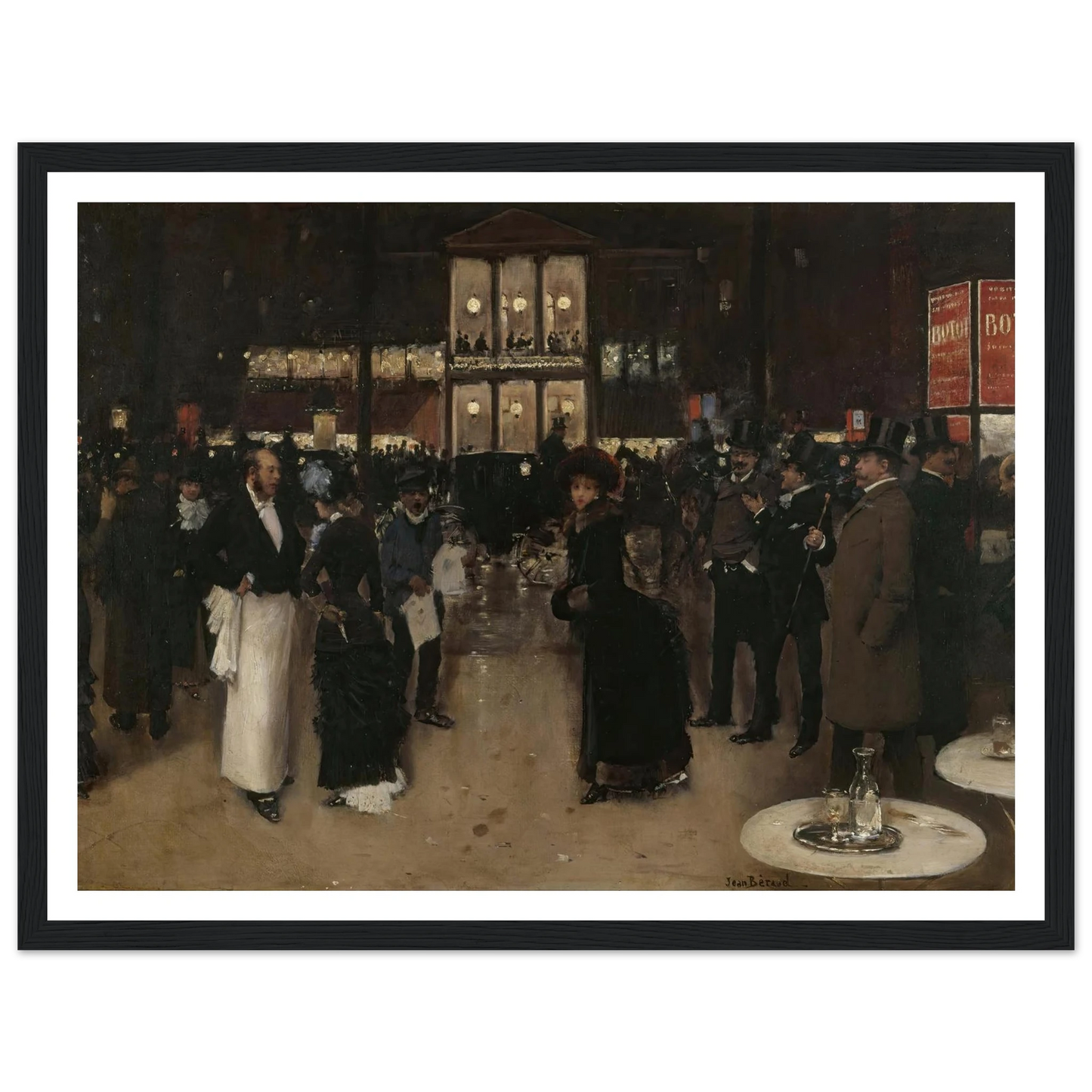 Le boulevard Montmartre, la nuit, devant le théâtre des Variétés (1885) Art Print | Jean Beraud - Framed Poster - 30x40 cm / 12x16″ - Black frame
