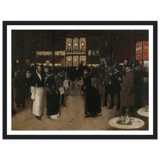 Le boulevard Montmartre, la nuit, devant le théâtre des Variétés (1885) Art Print | Jean Beraud - Framed Poster - 30x40 cm / 12x16″ - Black frame