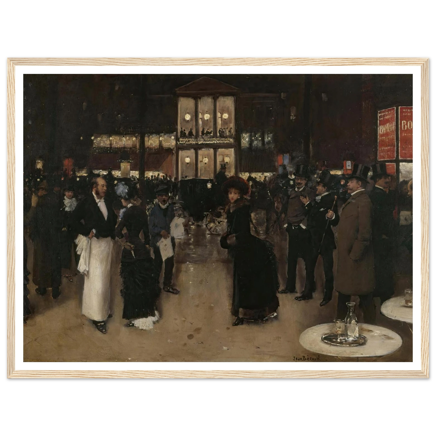 Le boulevard Montmartre, la nuit, devant le théâtre des Variétés (1885) Art Print | Jean Beraud - Framed Poster - 30x40 cm / 12x16″ - Black frame