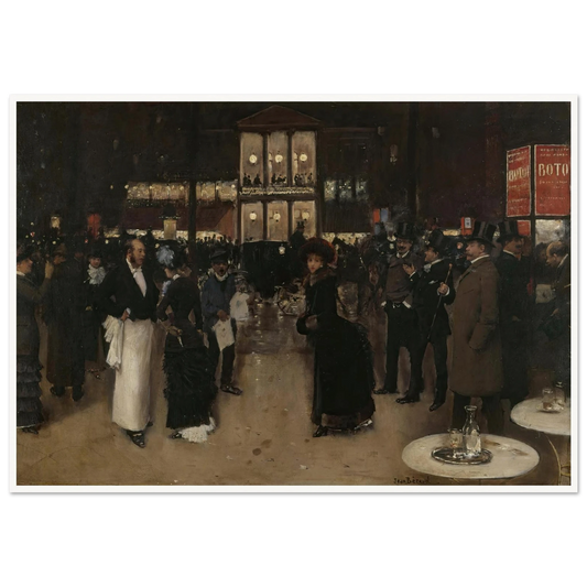Le boulevard Montmartre, la nuit, devant le théâtre des Variétés (1885) Art Print | Jean Beraud - Framed Poster - 30x40 cm / 12x16″ - Black frame
