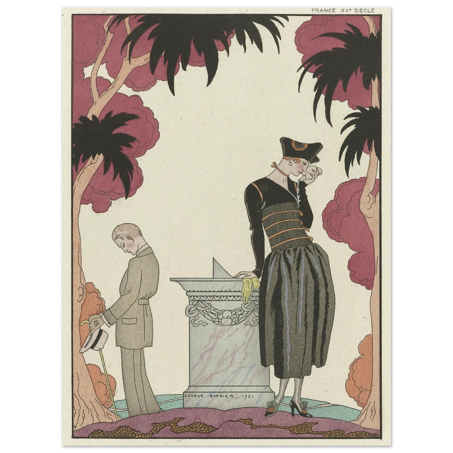 Le Cadran Solaire (1921) Art Print | George Barbier - Framed Poster - 30x40 cm / 12x16″ - Black frame