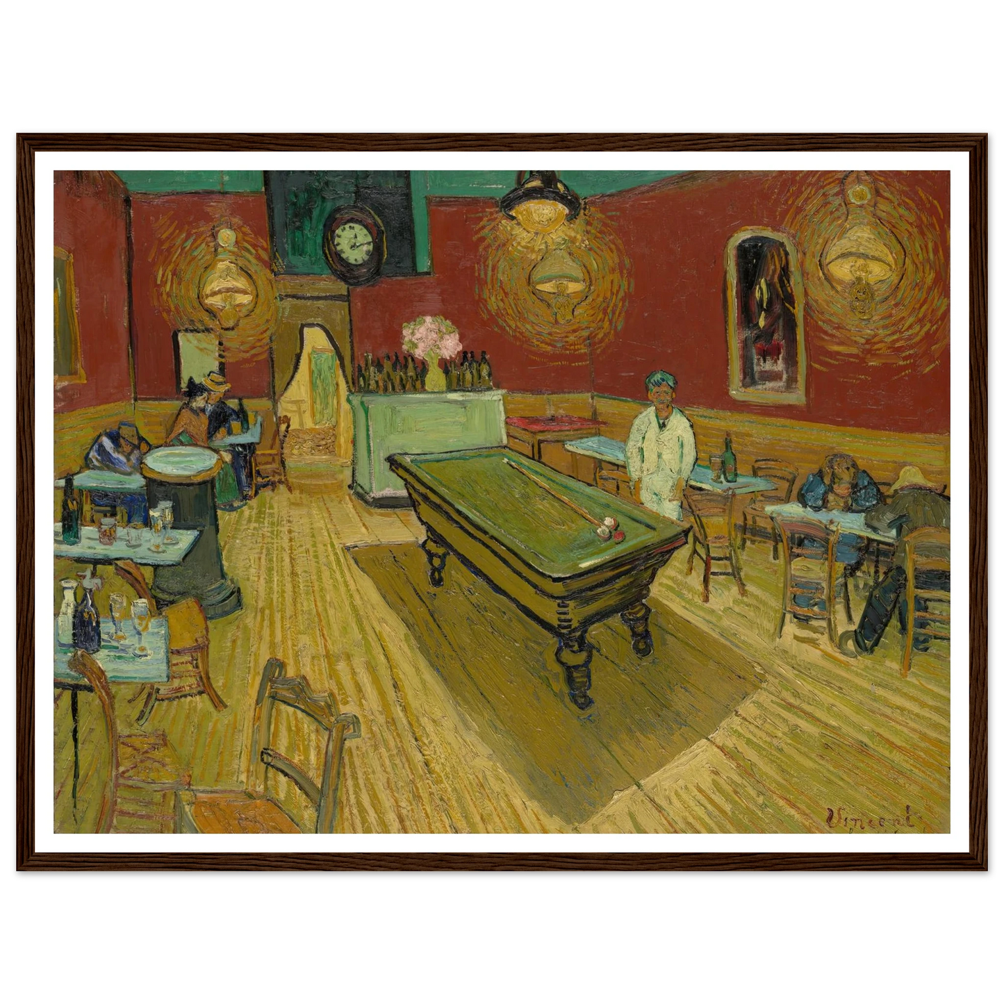 Le café de nuit (The Night Café) (1888) Art Print | Vincent van Gogh - Framed Poster - 30x40 cm / 12x16″ - Black frame