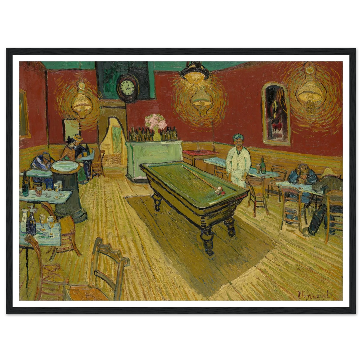 Le café de nuit (The Night Café) (1888) Art Print | Vincent van Gogh - Framed Poster - 30x40 cm / 12x16″ - Black frame