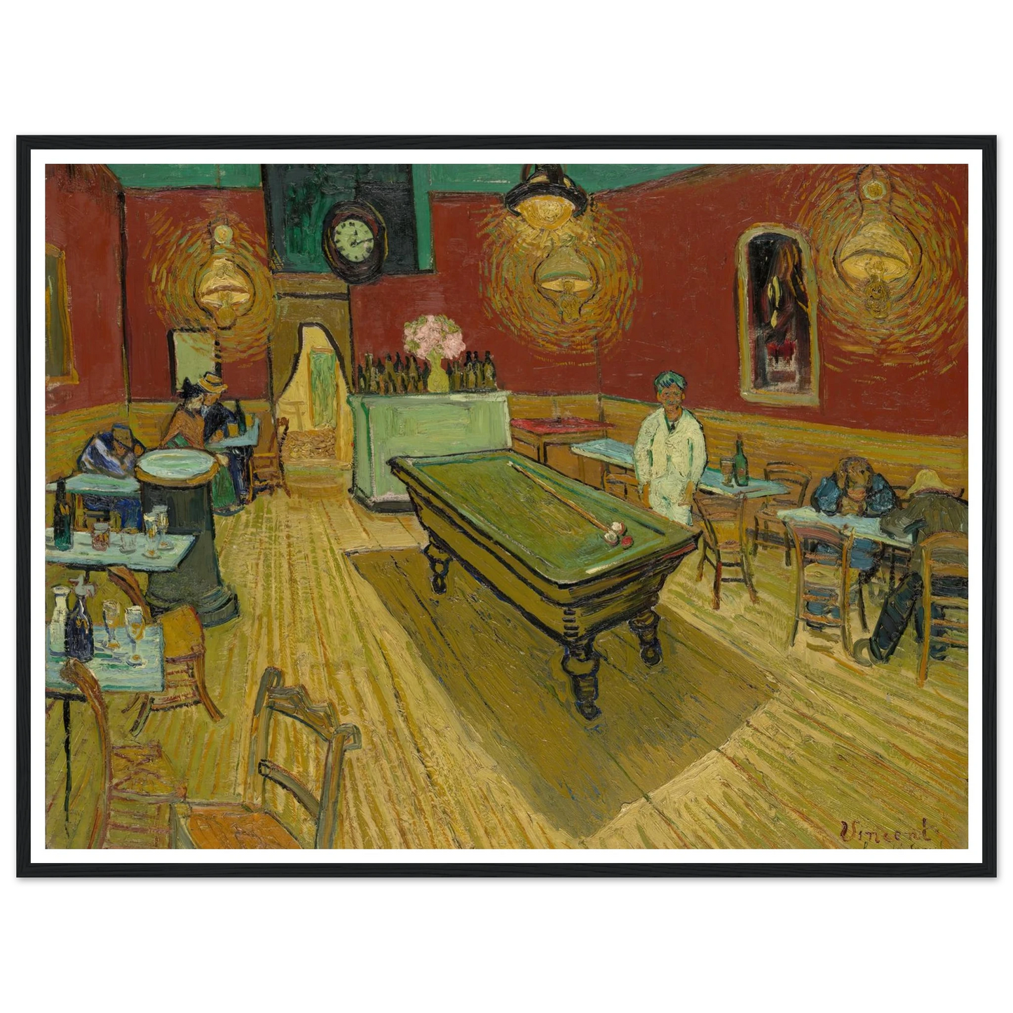 Le café de nuit (The Night Café) (1888) Art Print | Vincent van Gogh - Framed Poster - 30x40 cm / 12x16″ - Black frame