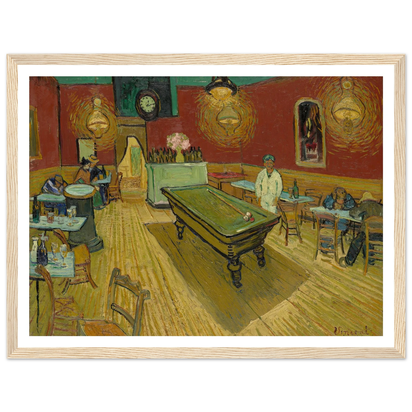 Le café de nuit (The Night Café) (1888) Art Print | Vincent van Gogh - Framed Poster - 30x40 cm / 12x16″ - Black frame