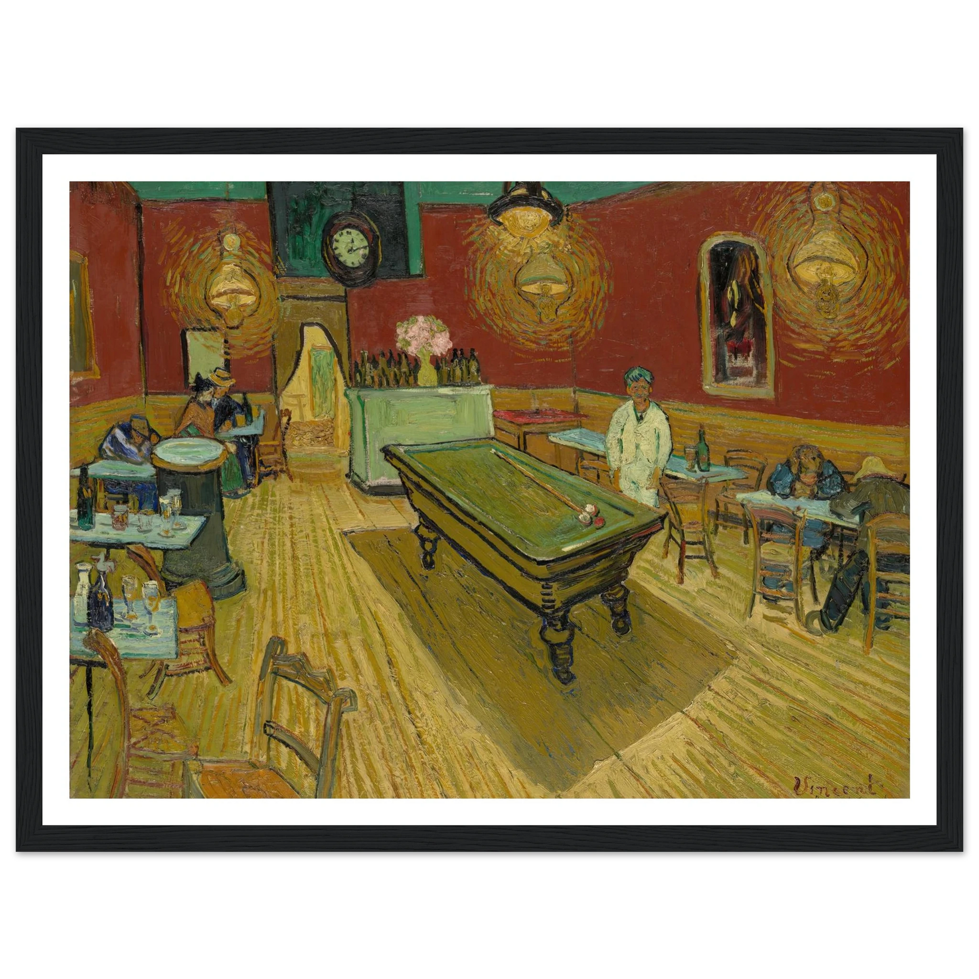 Le café de nuit (The Night Café) (1888) Art Print | Vincent van Gogh - Framed Poster - 30x40 cm / 12x16″ - Black frame