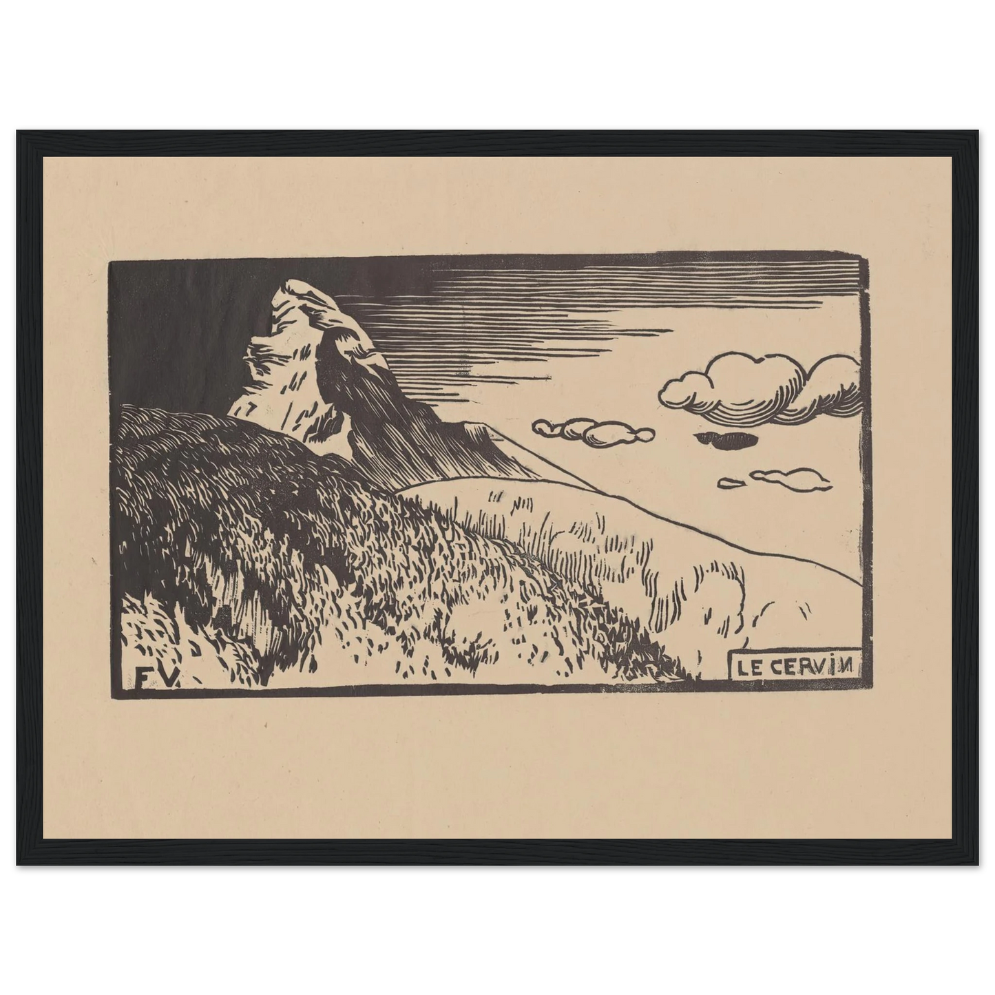 Le Cervin (1892) Art Print | Felix Vallotton - Framed Poster - 30x40 cm / 12x16″ - Black frame