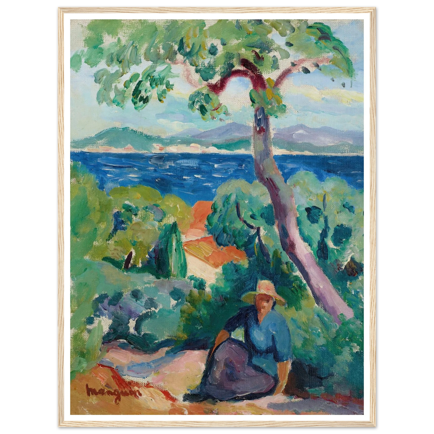 Le Chemin derrière l’Oustalet, Saint-Tropez (1919) Art Print | Henri Manguin - Framed Poster - 30x40 cm / 12x16″ - Black frame
