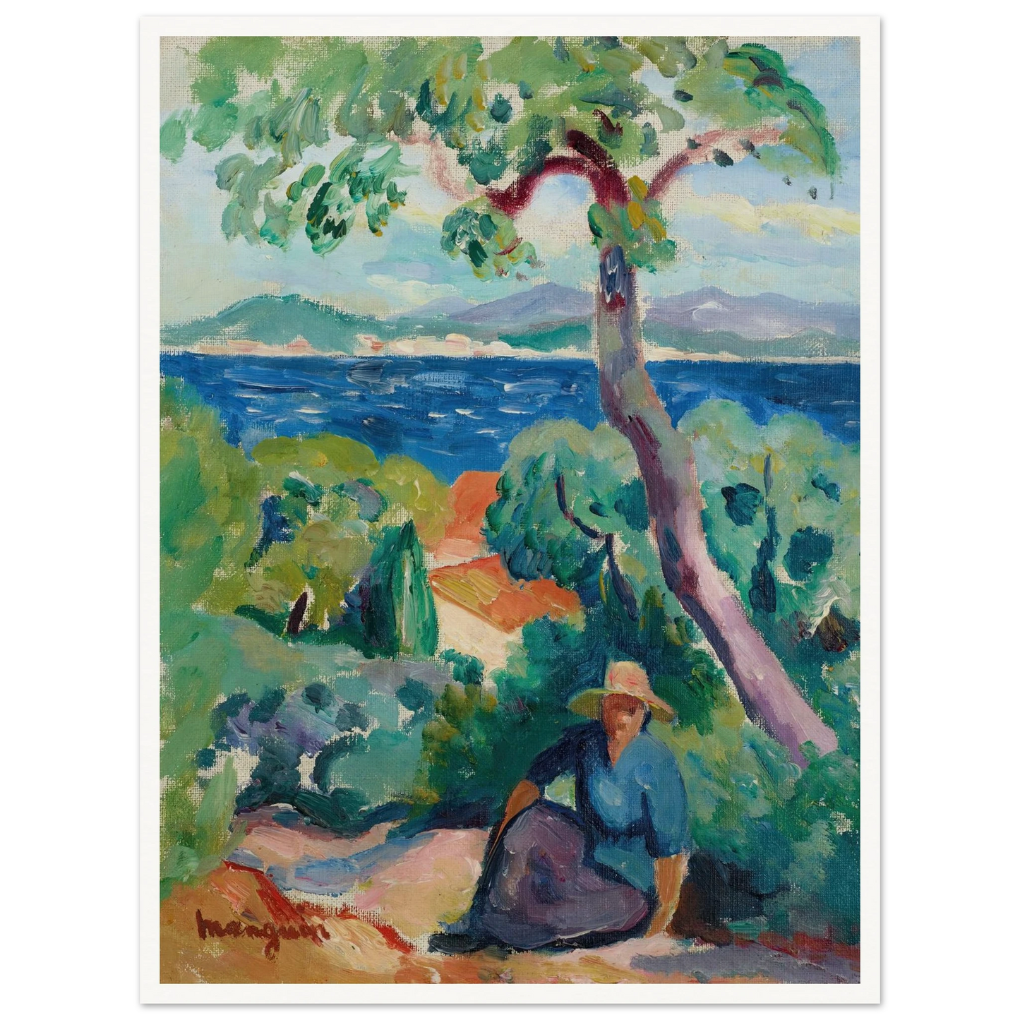 Le Chemin derrière l’Oustalet, Saint-Tropez (1919) Art Print | Henri Manguin - Framed Poster - 30x40 cm / 12x16″ - Black frame