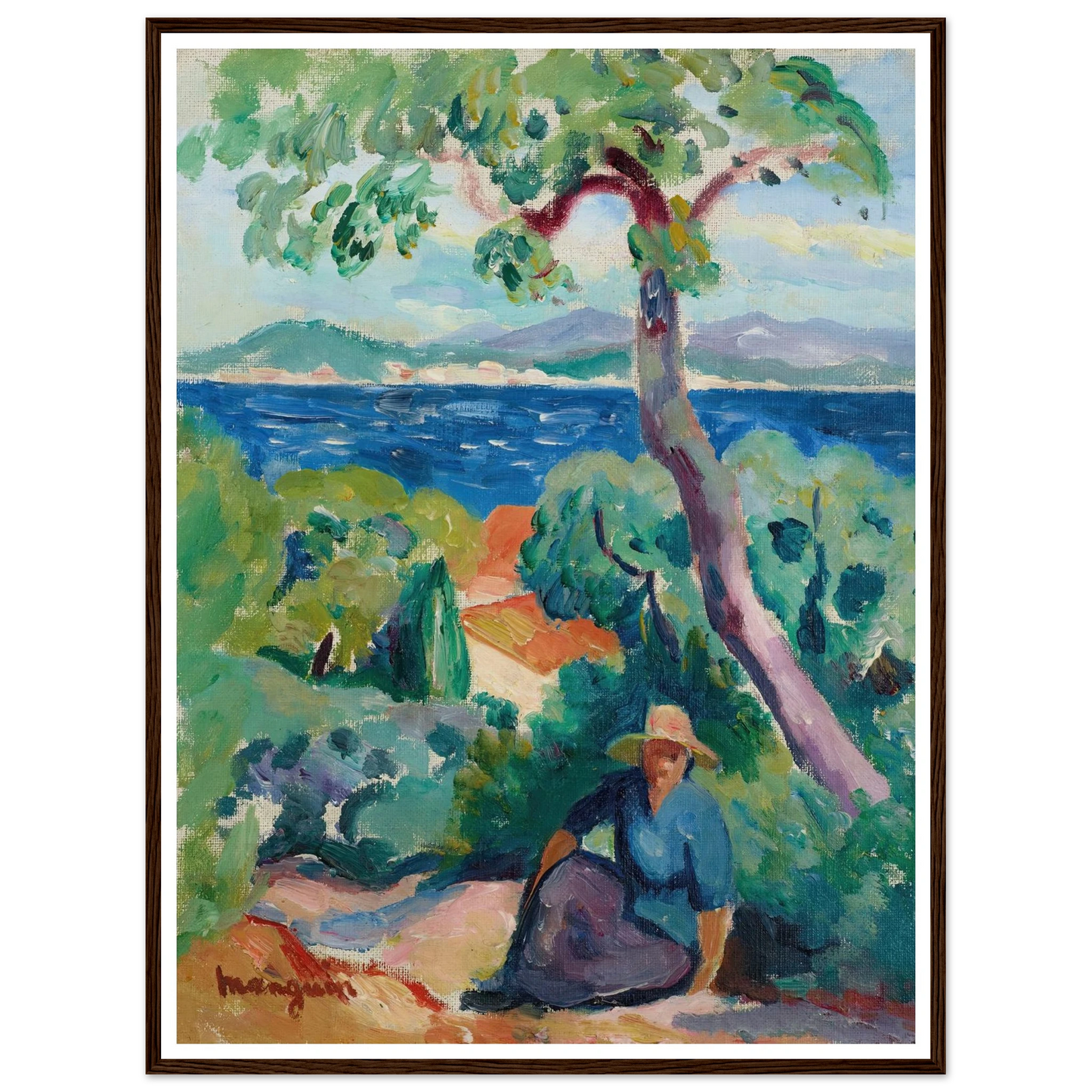 Le Chemin derrière l’Oustalet, Saint-Tropez (1919) Art Print | Henri Manguin - Framed Poster - 30x40 cm / 12x16″ - Black frame