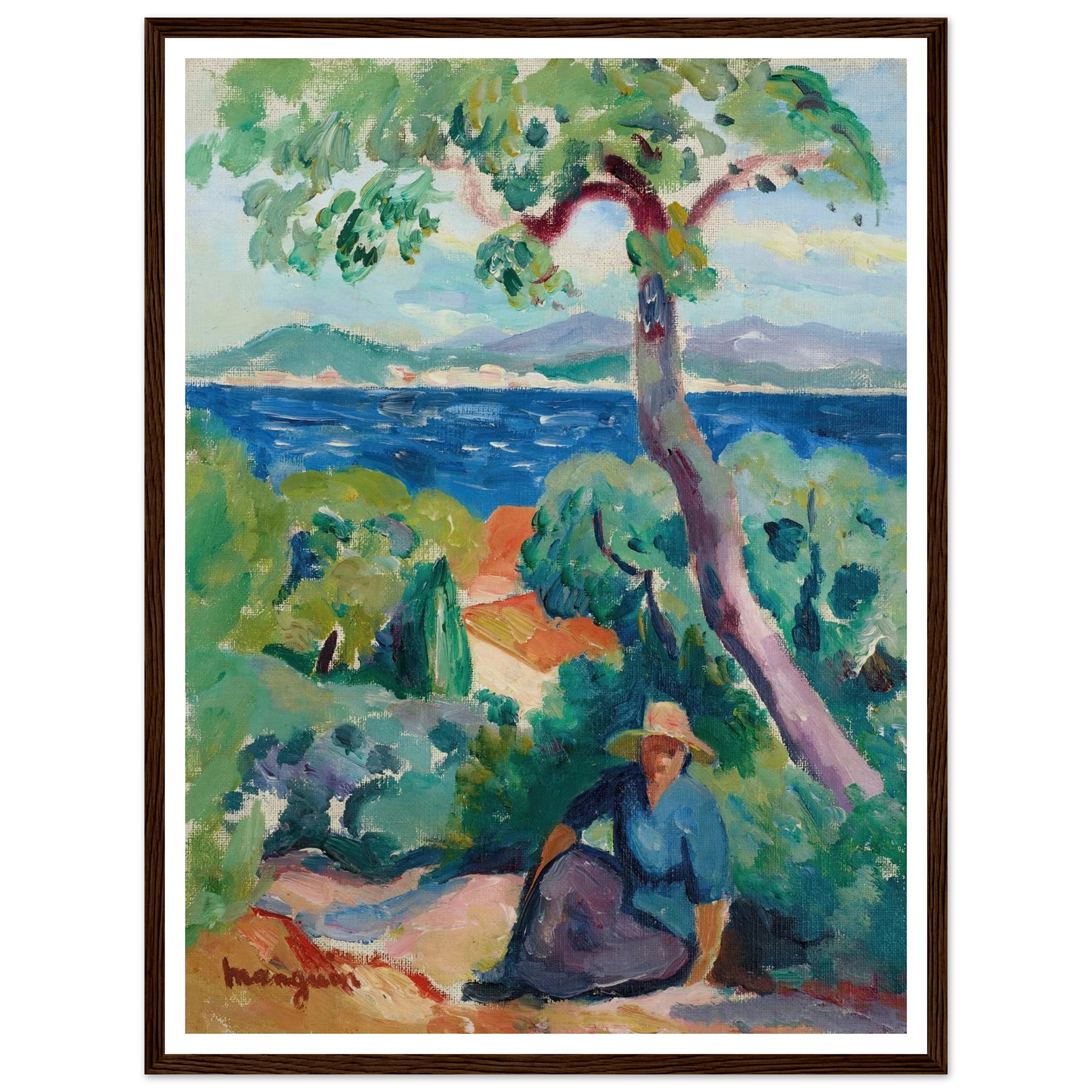 Le Chemin derrière l’Oustalet, Saint-Tropez (1919) Art Print | Henri Manguin - Framed Poster - 30x40 cm / 12x16″ - Black frame