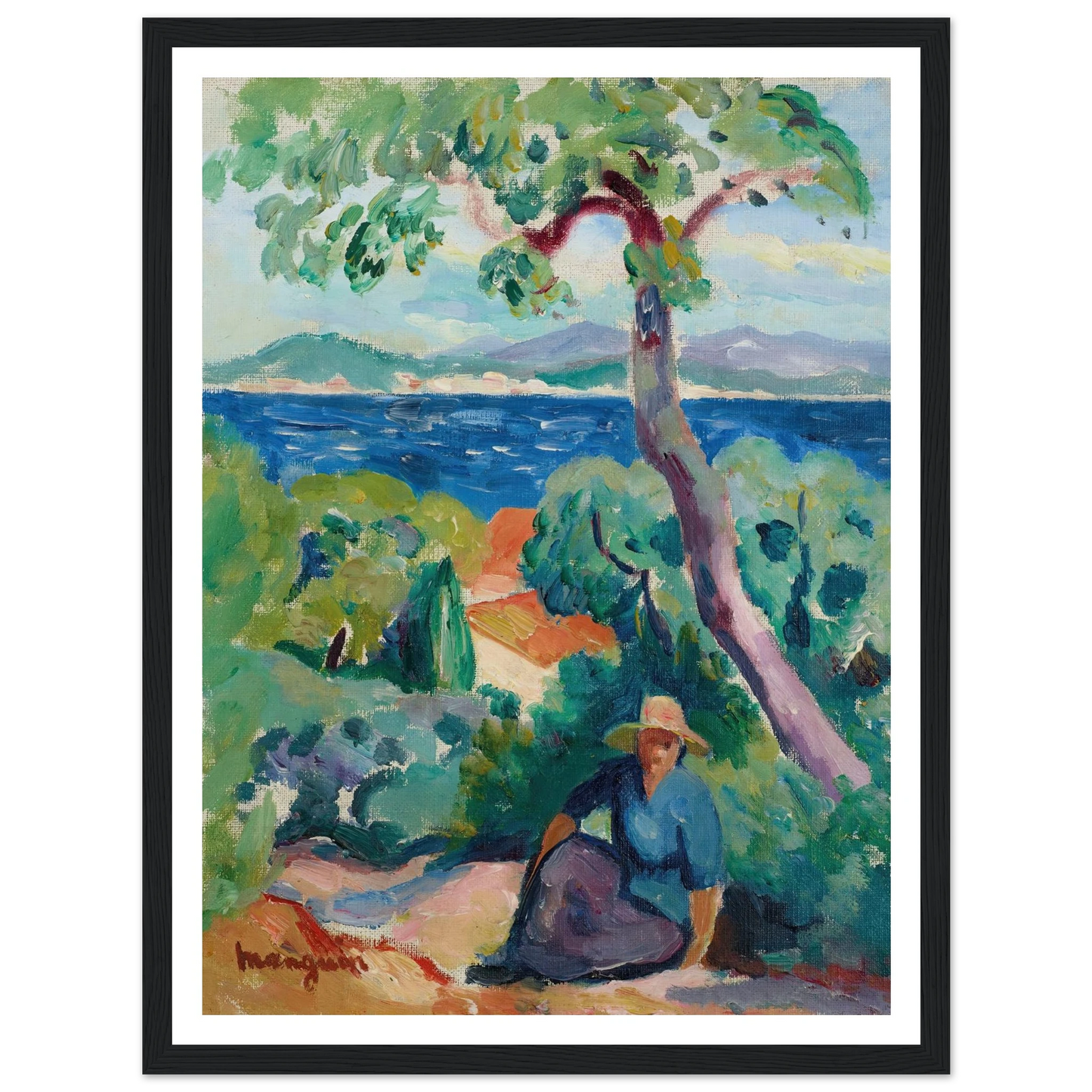 Le Chemin derrière l’Oustalet, Saint-Tropez (1919) Art Print | Henri Manguin - Framed Poster - 30x40 cm / 12x16″ - Black frame