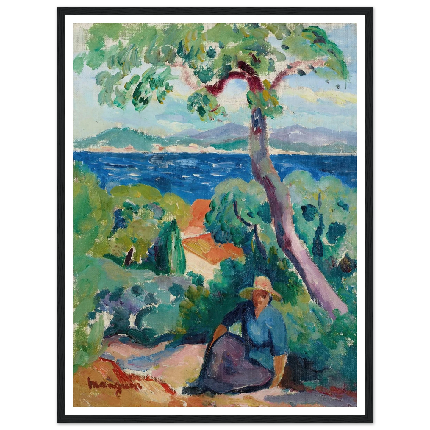 Le Chemin derrière l’Oustalet, Saint-Tropez (1919) Art Print | Henri Manguin - Framed Poster - 30x40 cm / 12x16″ - Black frame