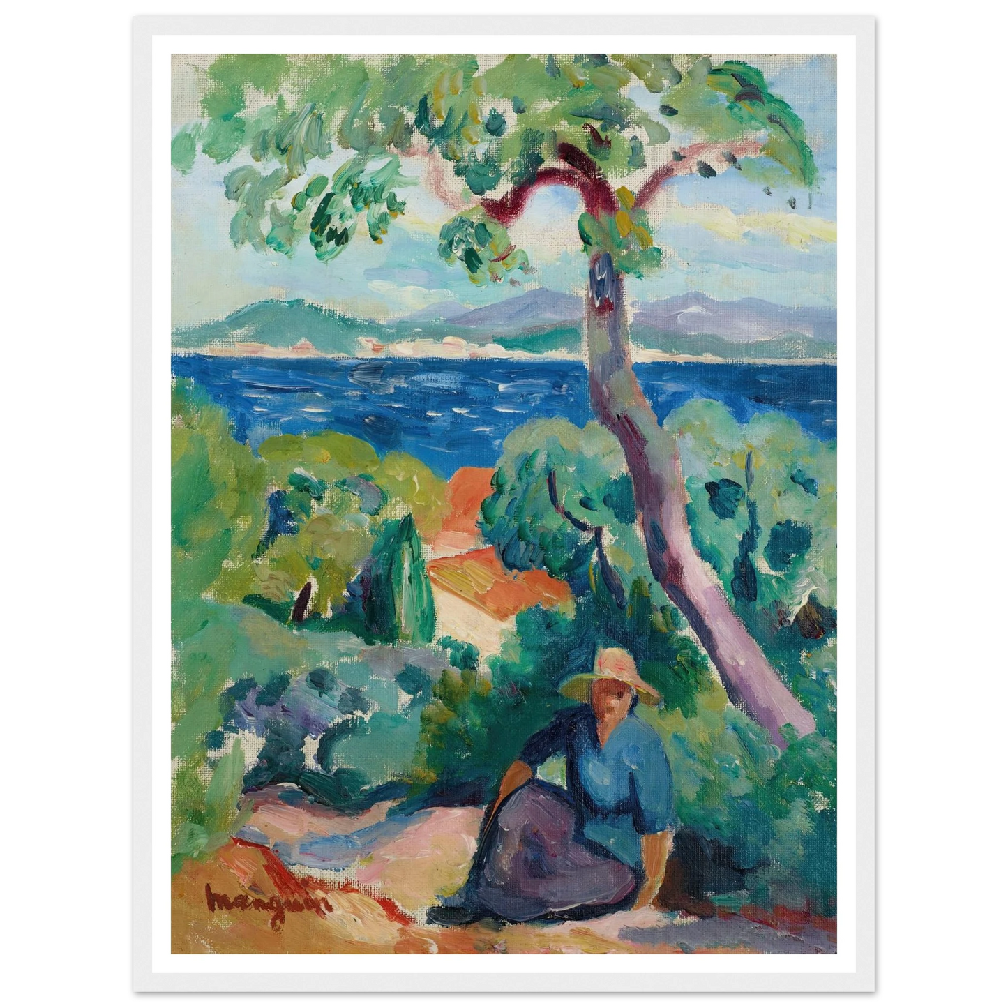 Le Chemin derrière l’Oustalet, Saint-Tropez (1919) Art Print | Henri Manguin - Framed Poster - 30x40 cm / 12x16″ - Black frame