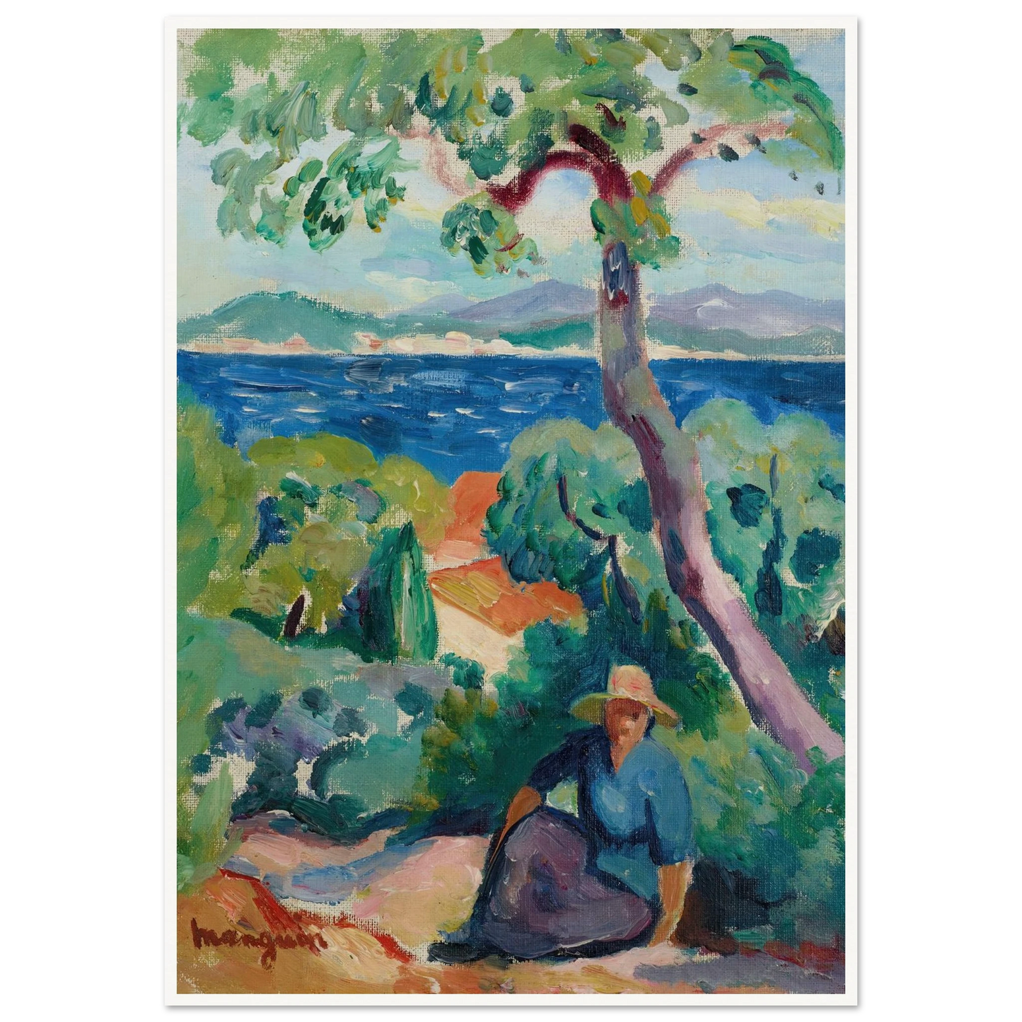 Le Chemin derrière l’Oustalet, Saint-Tropez (1919) Art Print | Henri Manguin - Framed Poster - 30x40 cm / 12x16″ - Black frame