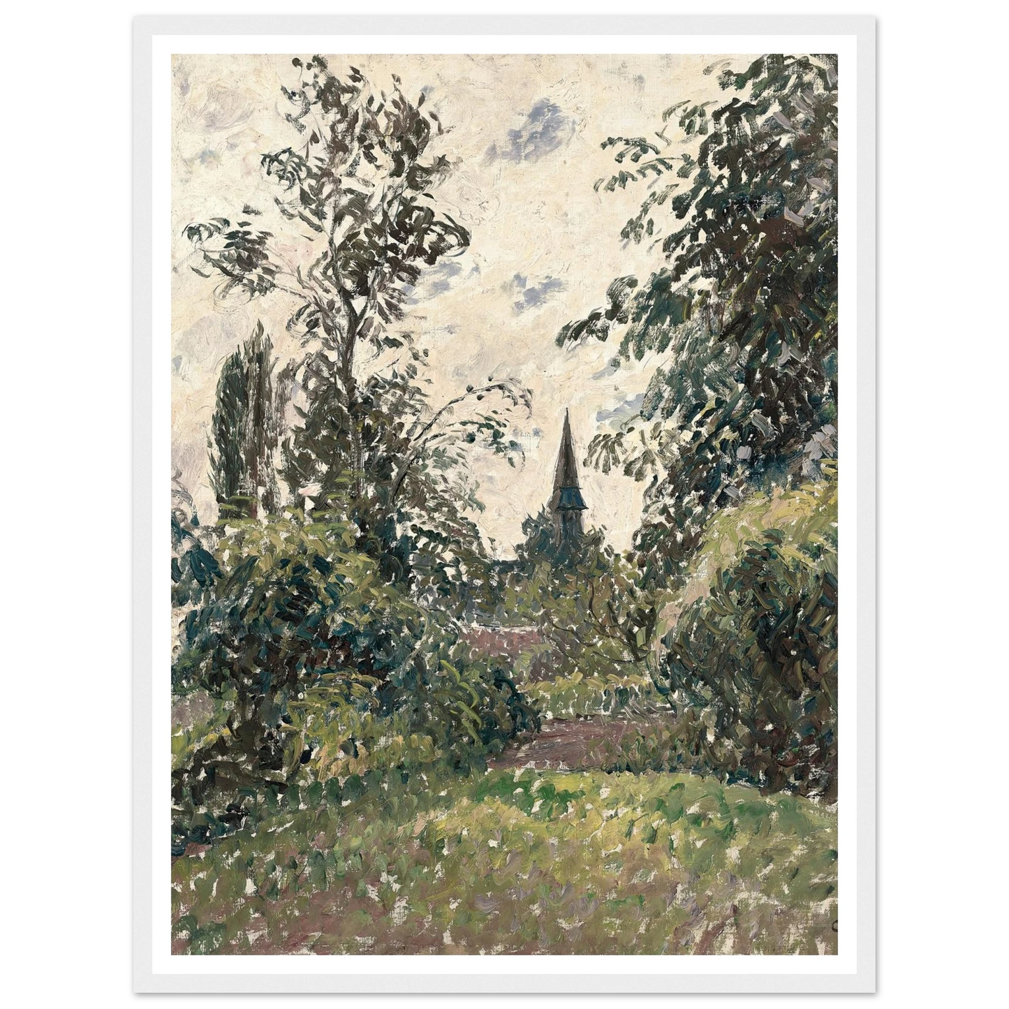 Le Clocher de Bazincourt (1895) Art Print | Camille Pissarro - Framed Poster - 30x40 cm / 12x16″ - Black frame