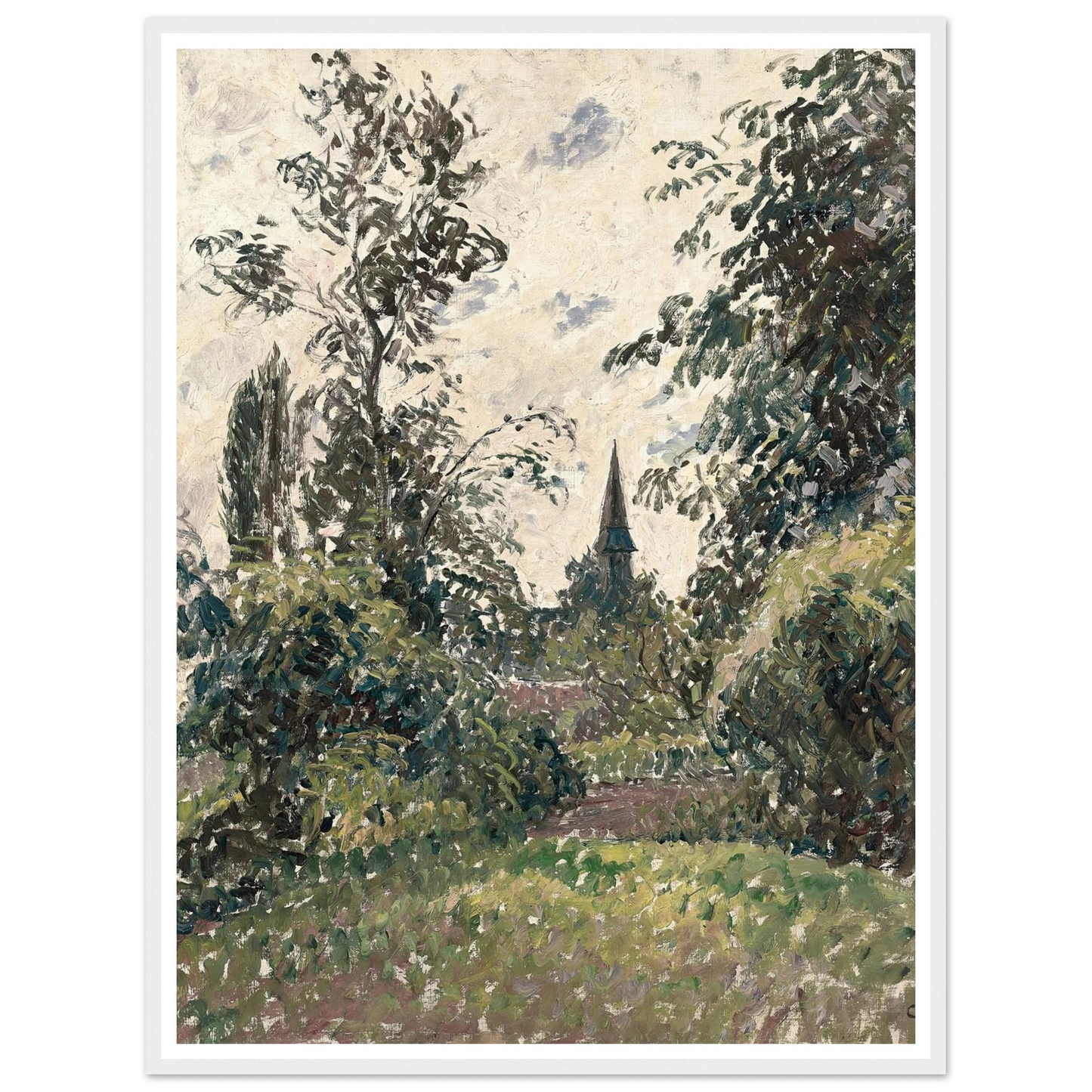 Le Clocher de Bazincourt (1895) Art Print | Camille Pissarro - Framed Poster - 30x40 cm / 12x16″ - Black frame