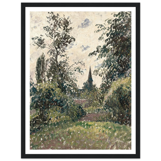 Le Clocher de Bazincourt (1895) Art Print | Camille Pissarro - Framed Poster - 30x40 cm / 12x16″ - Black frame