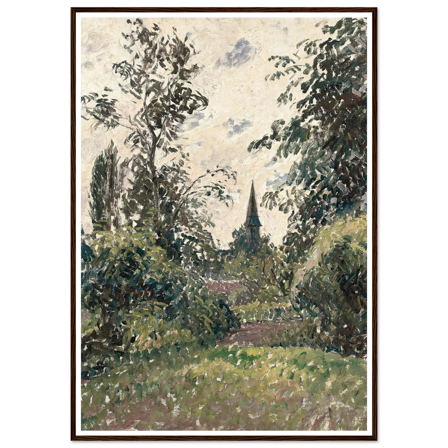 Le Clocher de Bazincourt (1895) Art Print | Camille Pissarro - Framed Poster - 30x40 cm / 12x16″ - Black frame