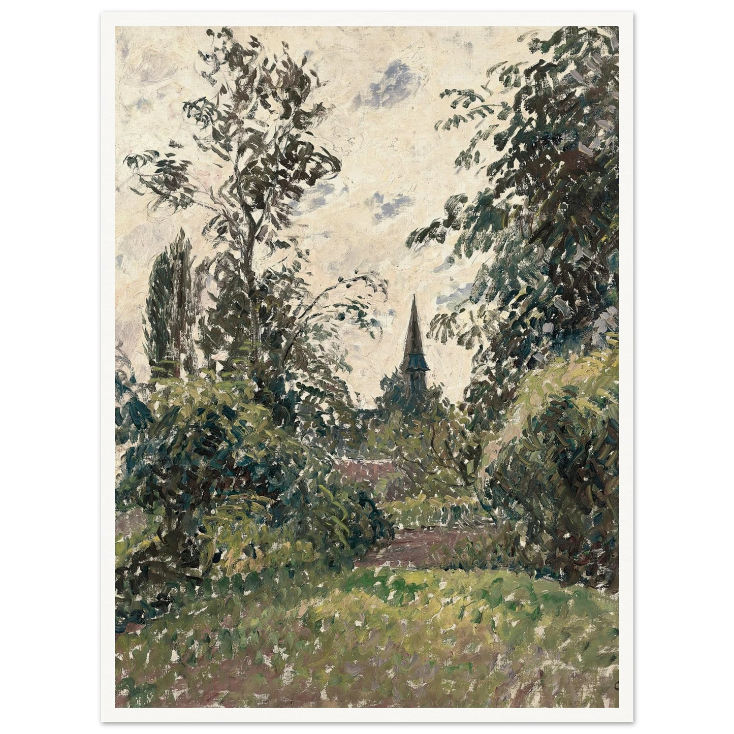 Le Clocher de Bazincourt (1895) Art Print | Camille Pissarro - Framed Poster - 30x40 cm / 12x16″ - Black frame