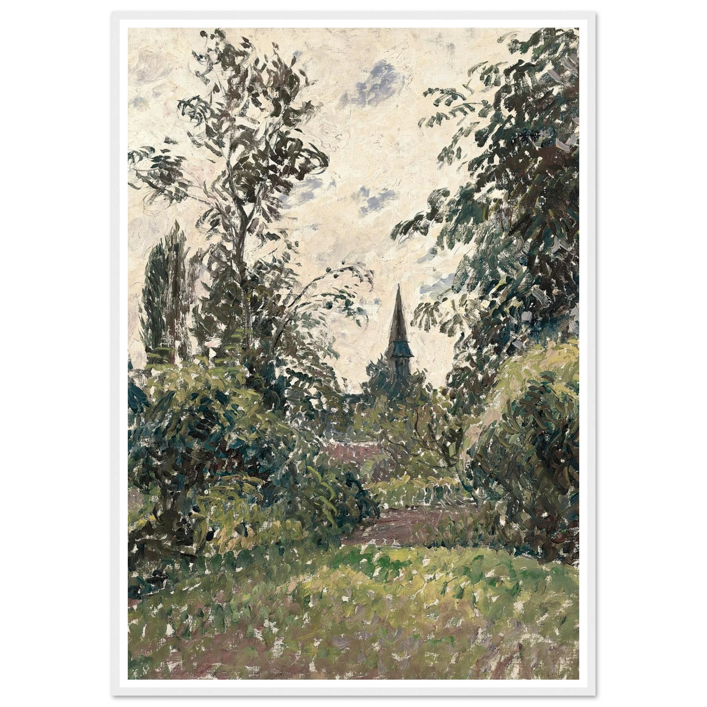 Le Clocher de Bazincourt (1895) Art Print | Camille Pissarro - Framed Poster - 30x40 cm / 12x16″ - Black frame