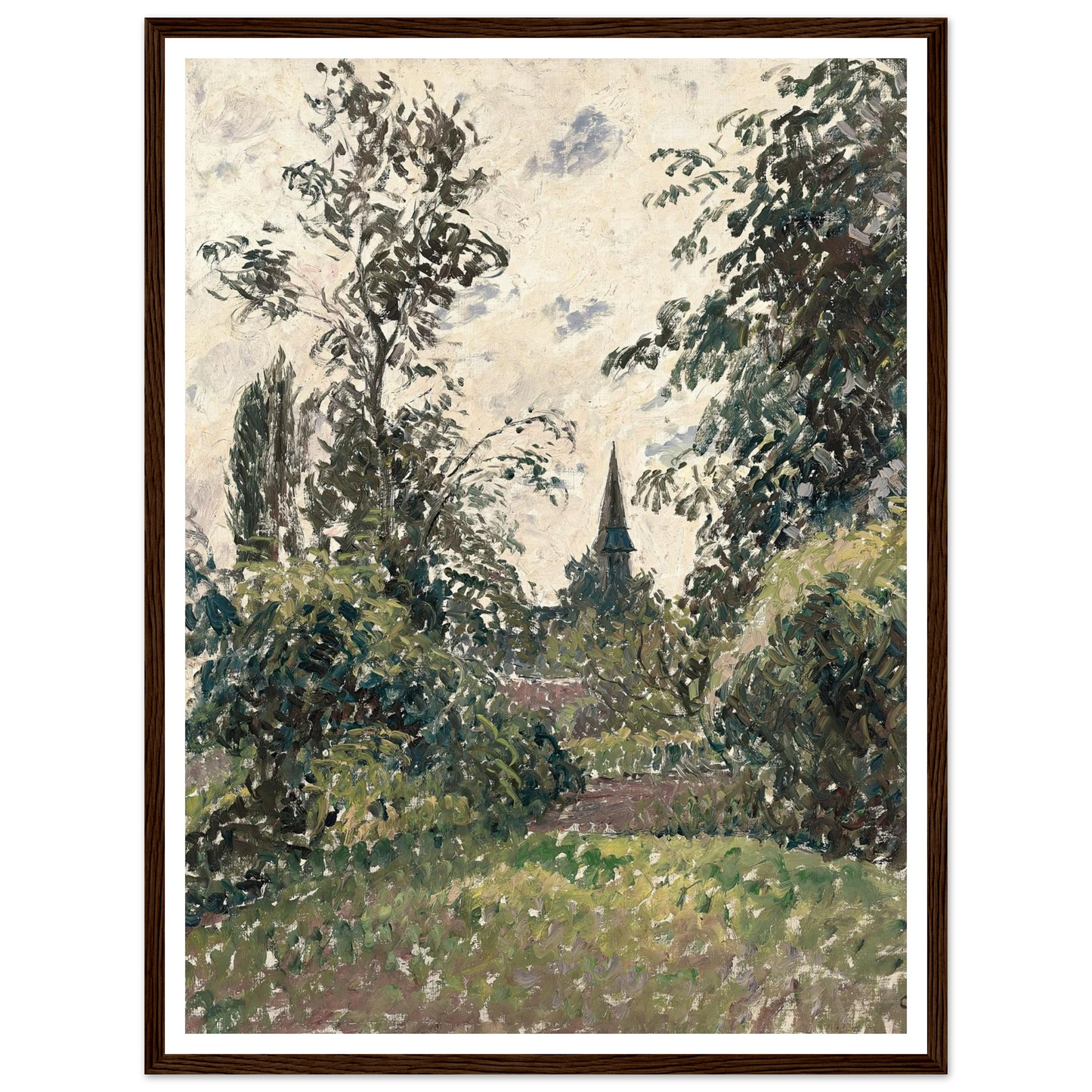 Le Clocher de Bazincourt (1895) Art Print | Camille Pissarro - Framed Poster - 30x40 cm / 12x16″ - Black frame