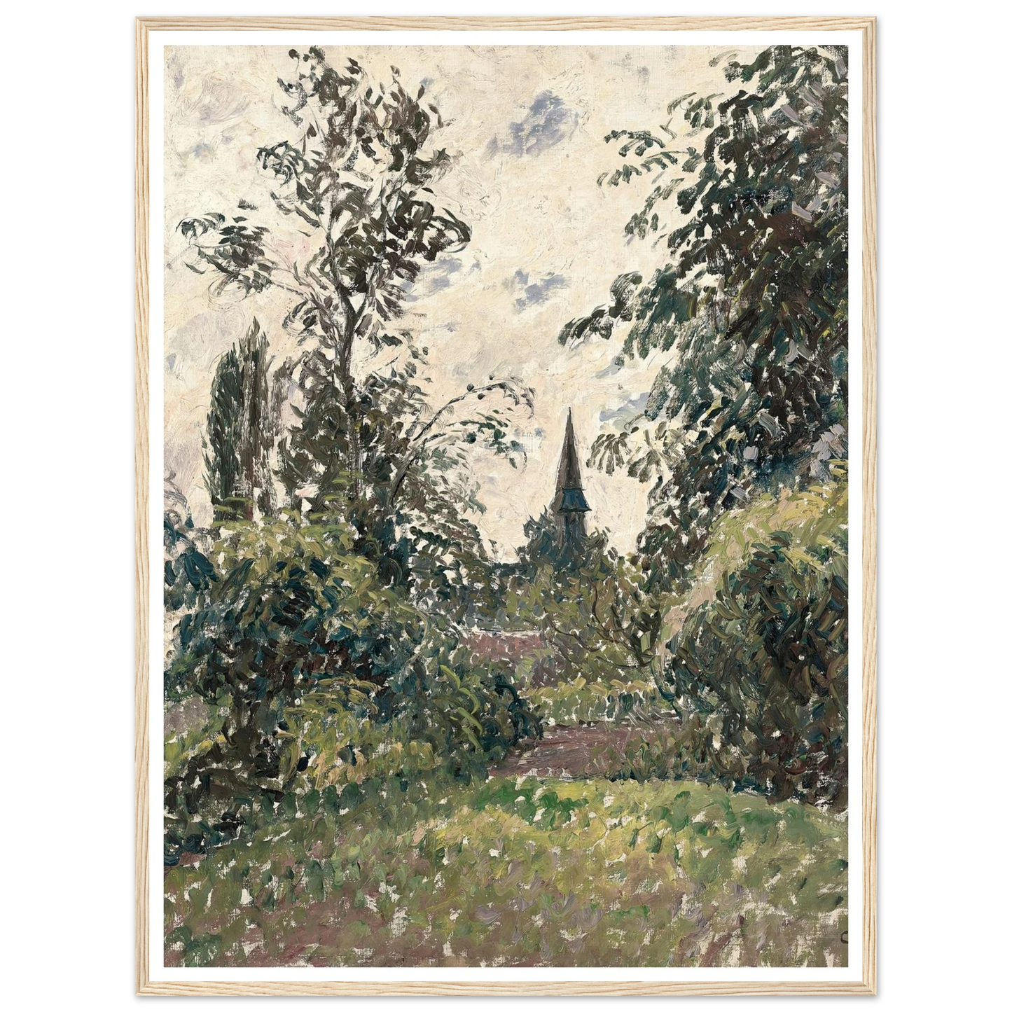 Le Clocher de Bazincourt (1895) Art Print | Camille Pissarro - Framed Poster - 30x40 cm / 12x16″ - Black frame