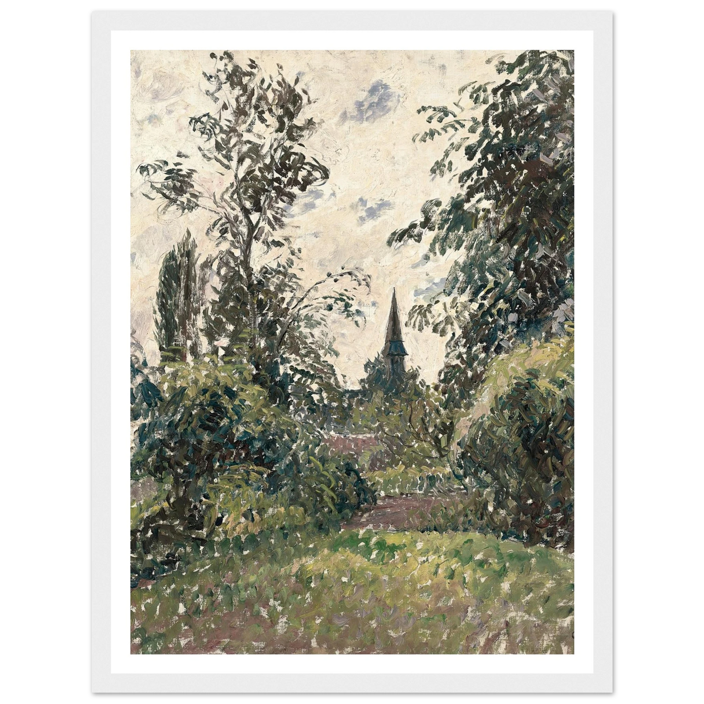 Le Clocher de Bazincourt (1895) Art Print | Camille Pissarro - Framed Poster - 30x40 cm / 12x16″ - Black frame