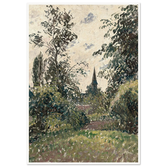 Le Clocher de Bazincourt (1895) Art Print | Camille Pissarro - Framed Poster - 30x40 cm / 12x16″ - Black frame