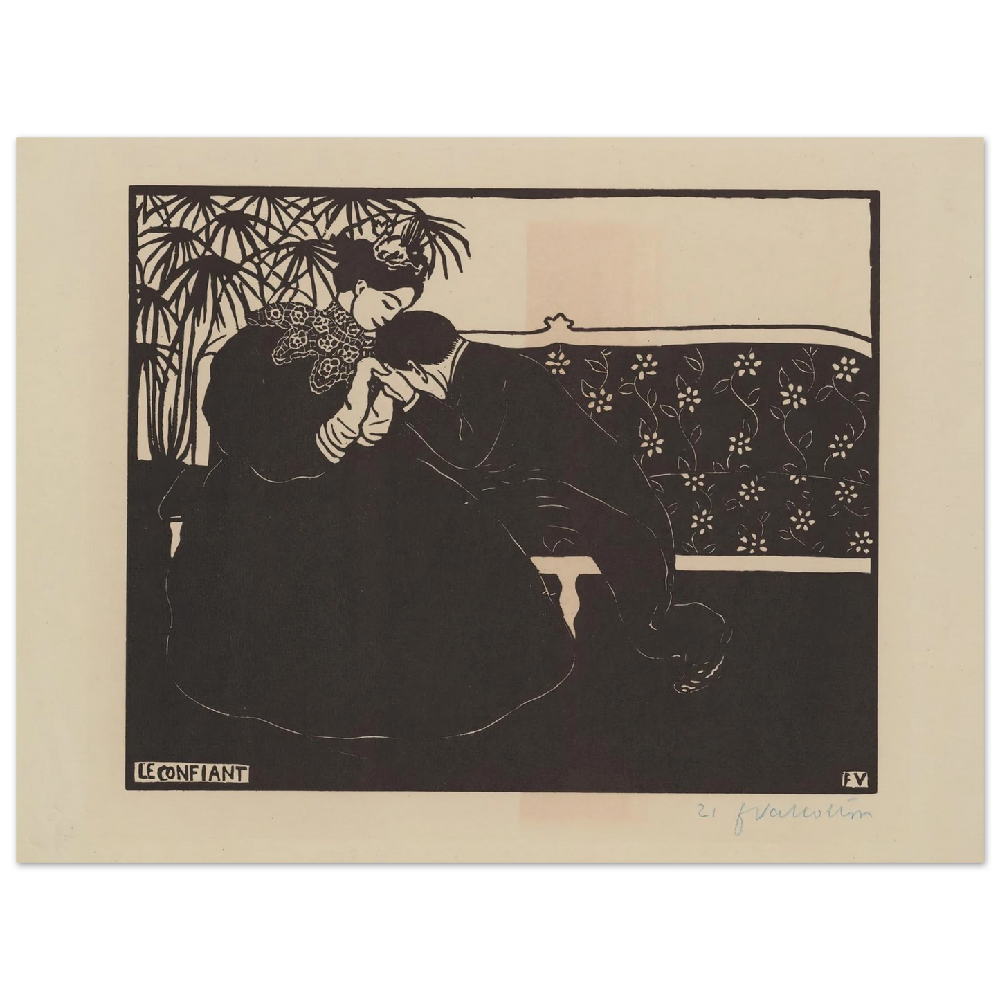 Le confiant (1895) Art Print | Felix Vallotton - Framed Poster - 30x40 cm / 12x16″ - Black frame
