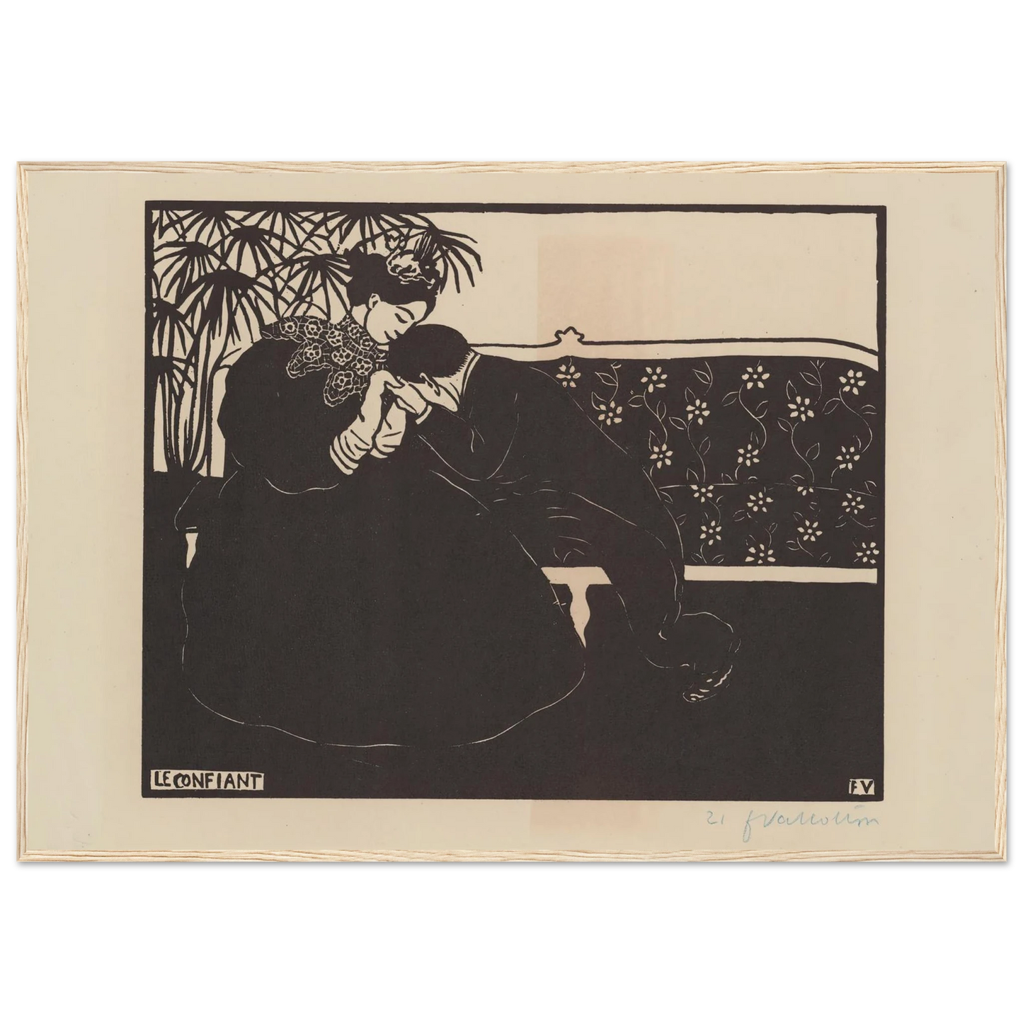 Le confiant (1895) Art Print | Felix Vallotton - Framed Poster - 30x40 cm / 12x16″ - Black frame