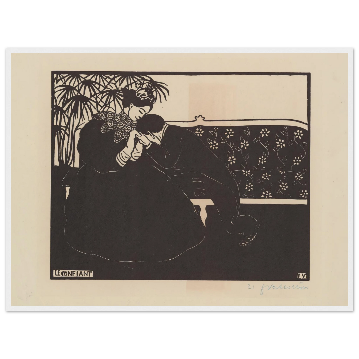 Le confiant (1895) Art Print | Felix Vallotton - Framed Poster - 30x40 cm / 12x16″ - Black frame