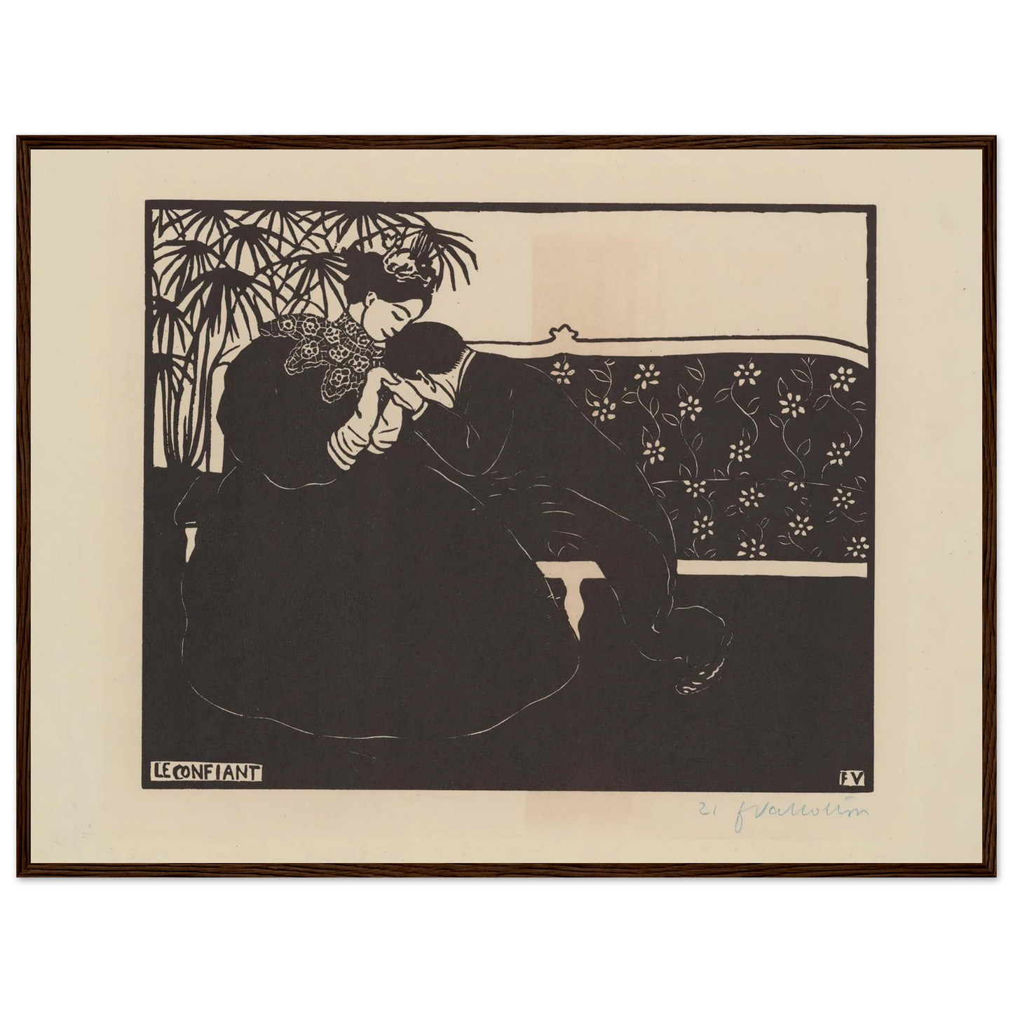 Le confiant (1895) Art Print | Felix Vallotton - Framed Poster - 30x40 cm / 12x16″ - Black frame