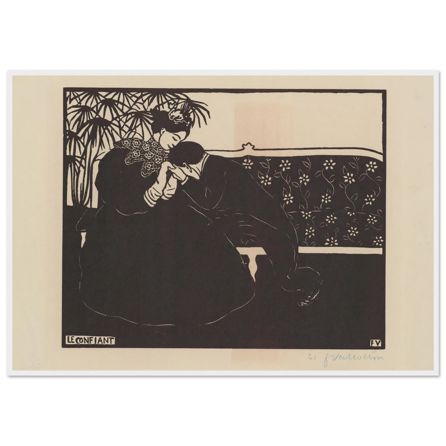 Le confiant (1895) Art Print | Felix Vallotton - Framed Poster - 30x40 cm / 12x16″ - Black frame