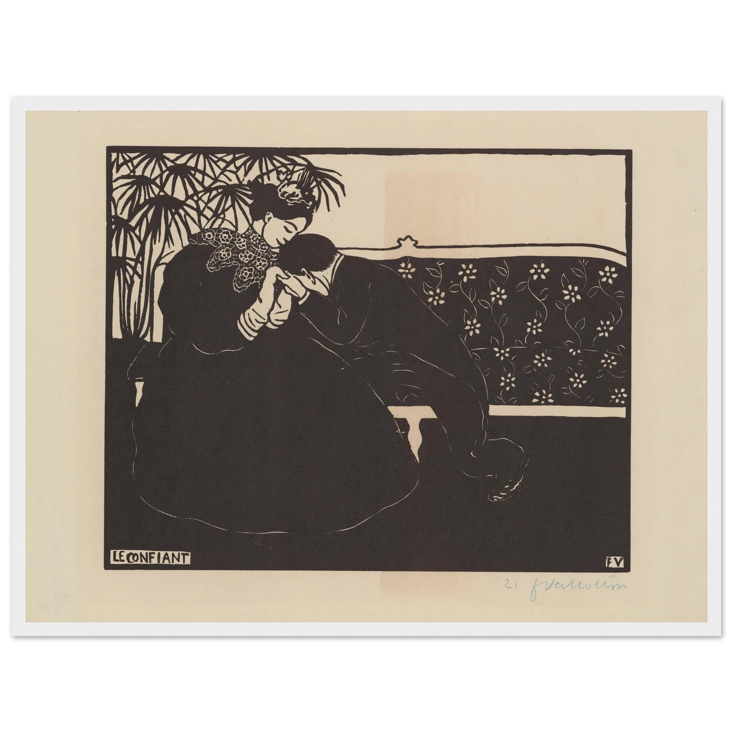 Le confiant (1895) Art Print | Felix Vallotton - Framed Poster - 30x40 cm / 12x16″ - Black frame