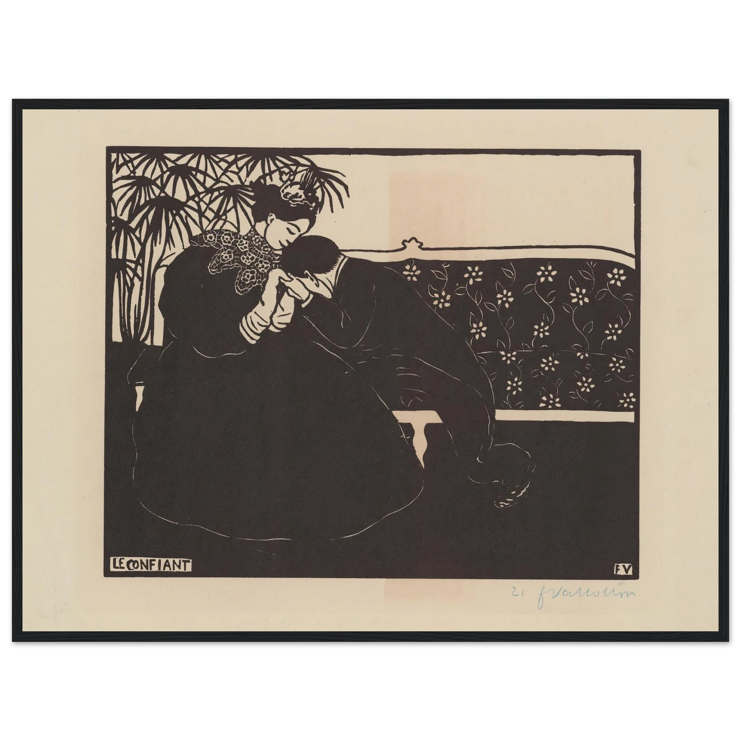 Le confiant (1895) Art Print | Felix Vallotton - Framed Poster - 30x40 cm / 12x16″ - Black frame