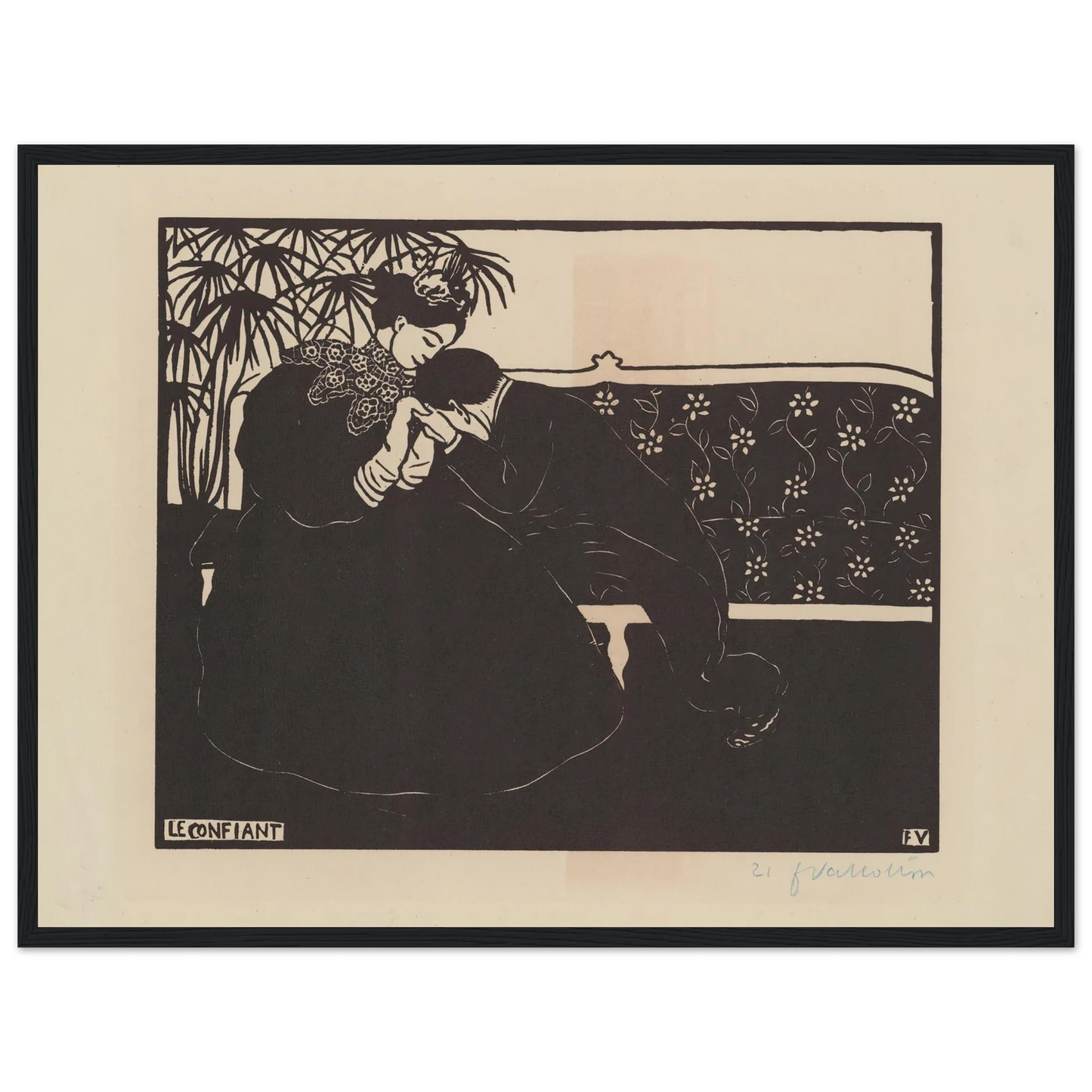 Le confiant (1895) Art Print | Felix Vallotton - Framed Poster - 30x40 cm / 12x16″ - Black frame