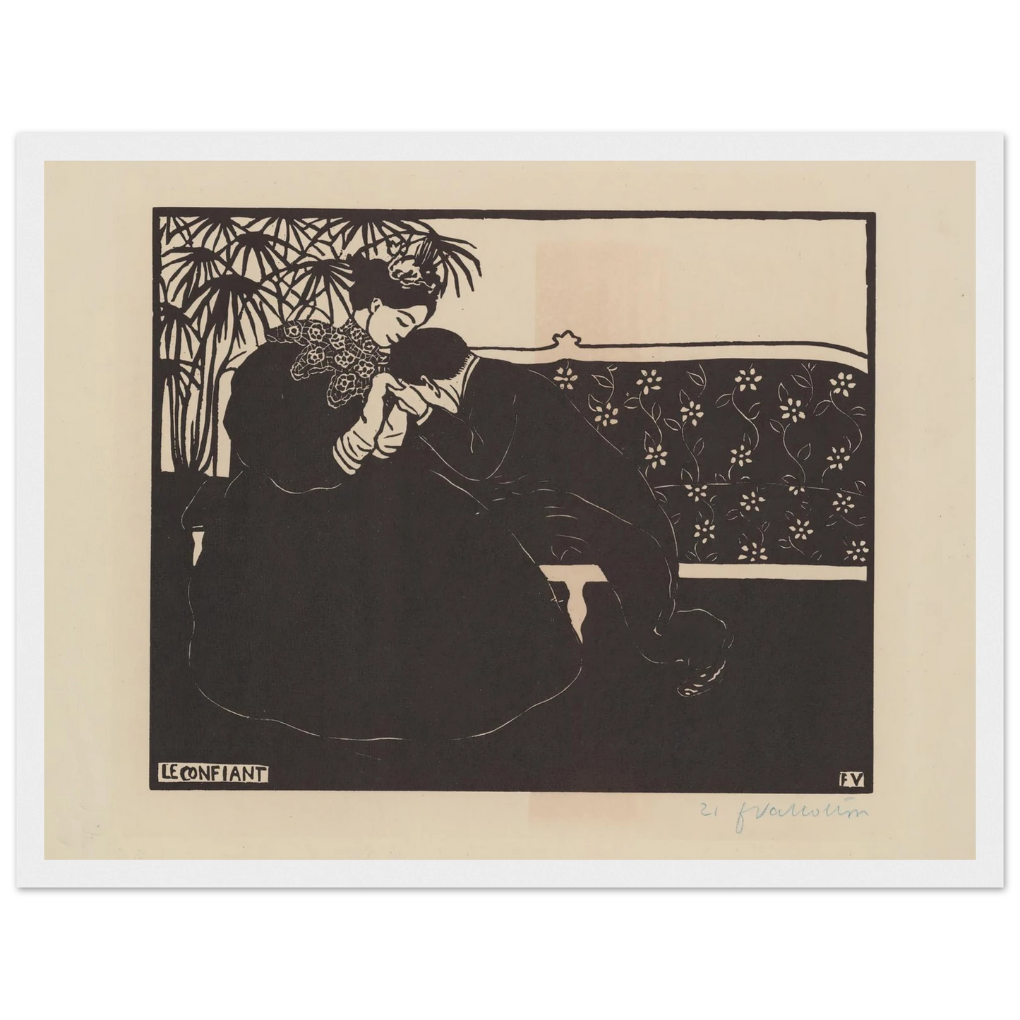 Le confiant (1895) Art Print | Felix Vallotton - Framed Poster - 30x40 cm / 12x16″ - Black frame