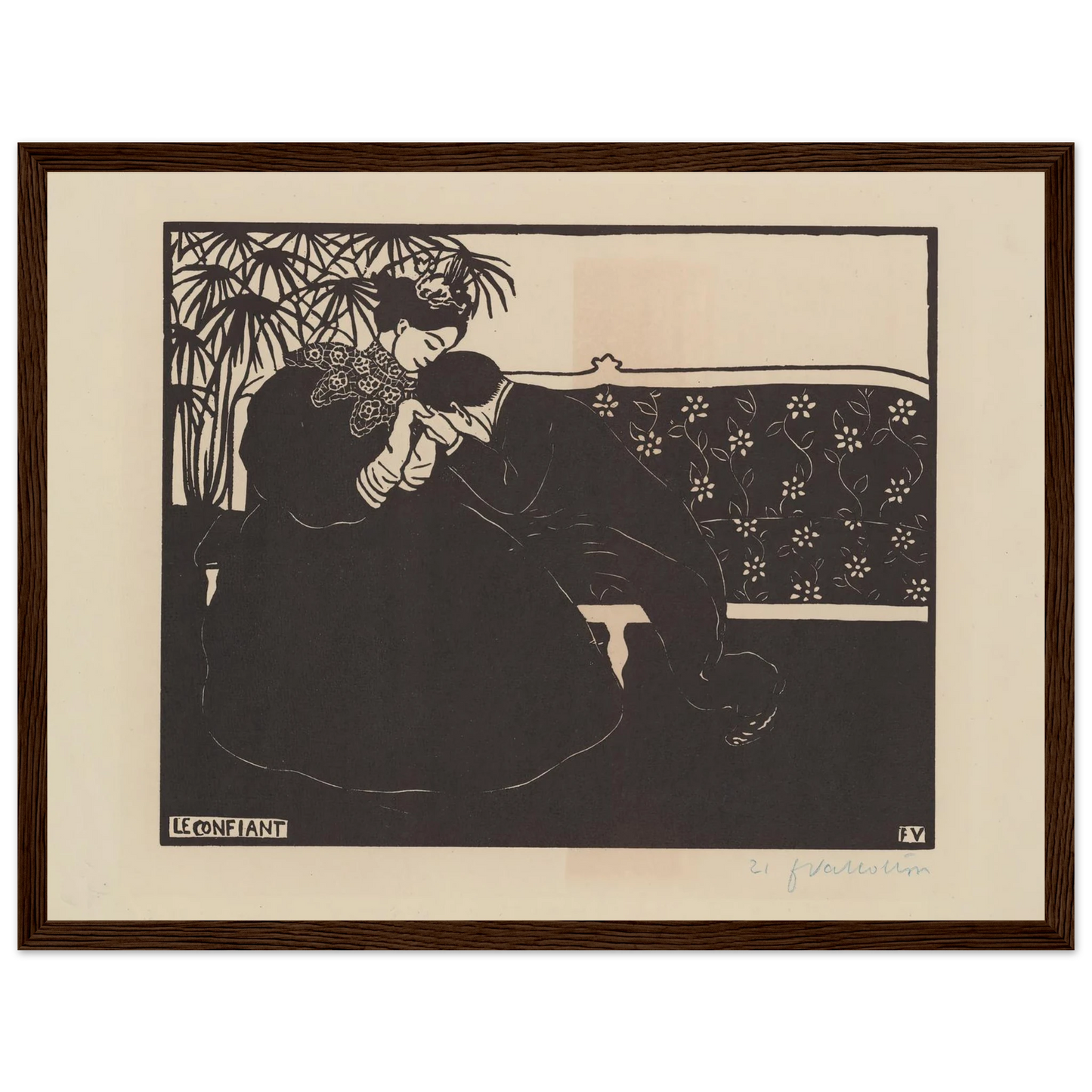 Le confiant (1895) Art Print | Felix Vallotton - Framed Poster - 30x40 cm / 12x16″ - Black frame