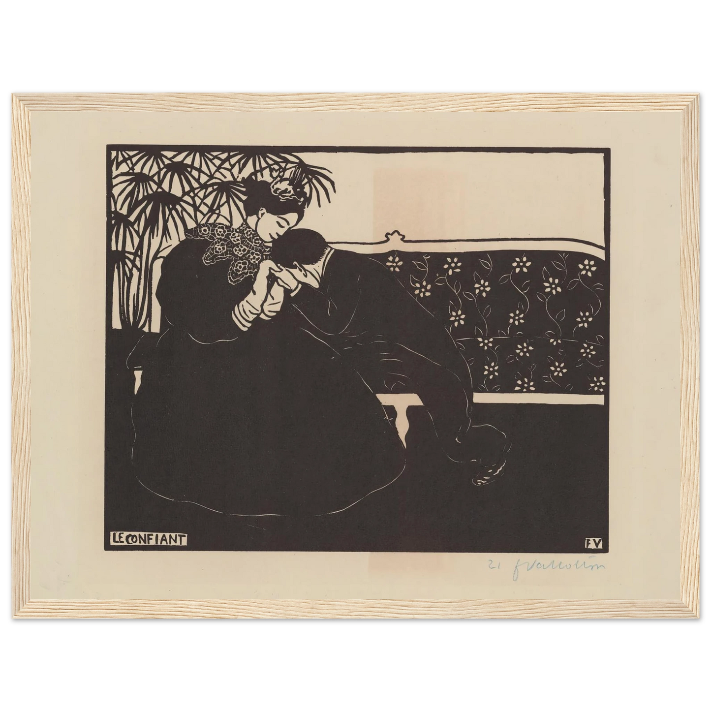 Le confiant (1895) Art Print | Felix Vallotton - Framed Poster - 30x40 cm / 12x16″ - Black frame
